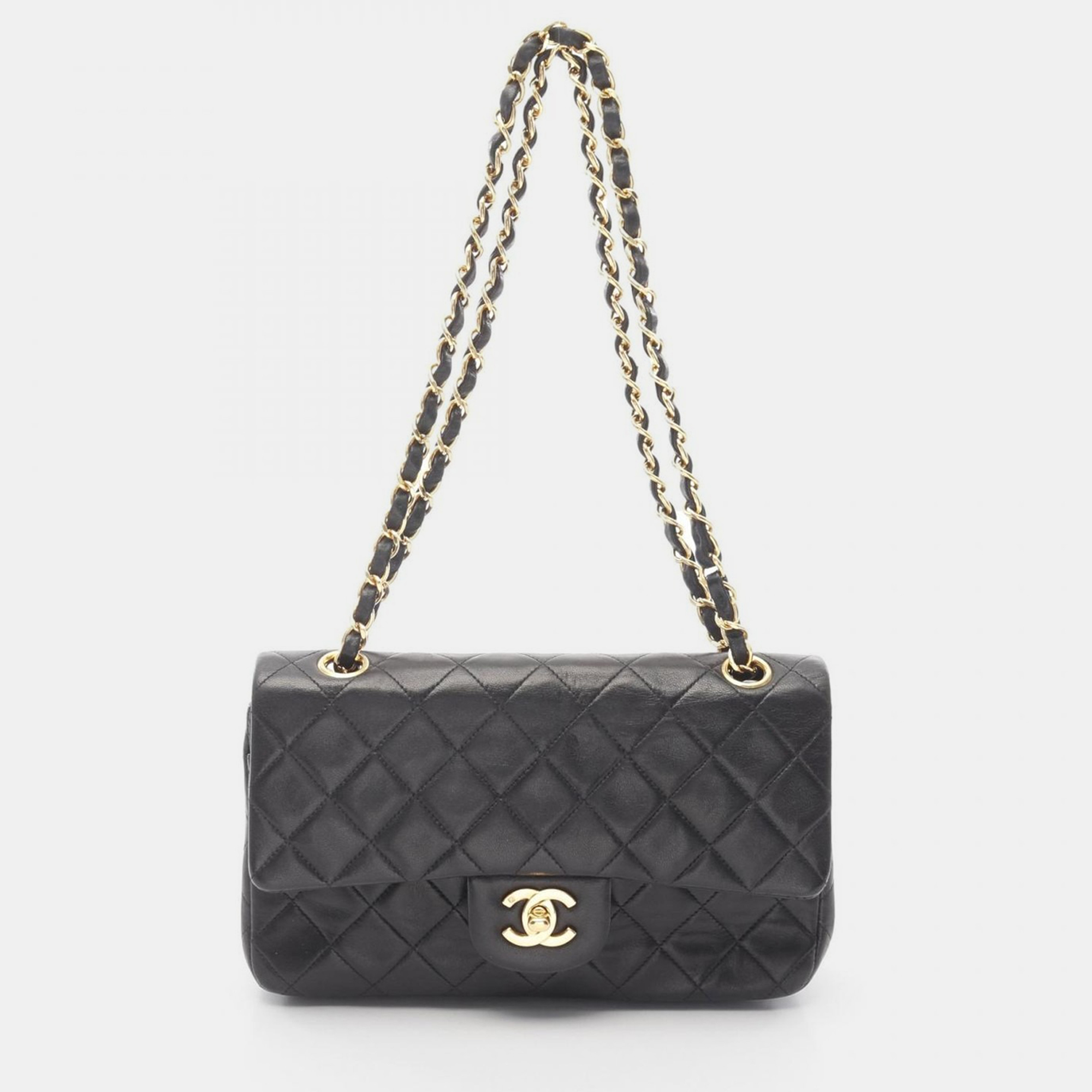 

Chanel Matelasse W Flap Shoulder Bag Lamb Skin Sheep Leather Black Ghw