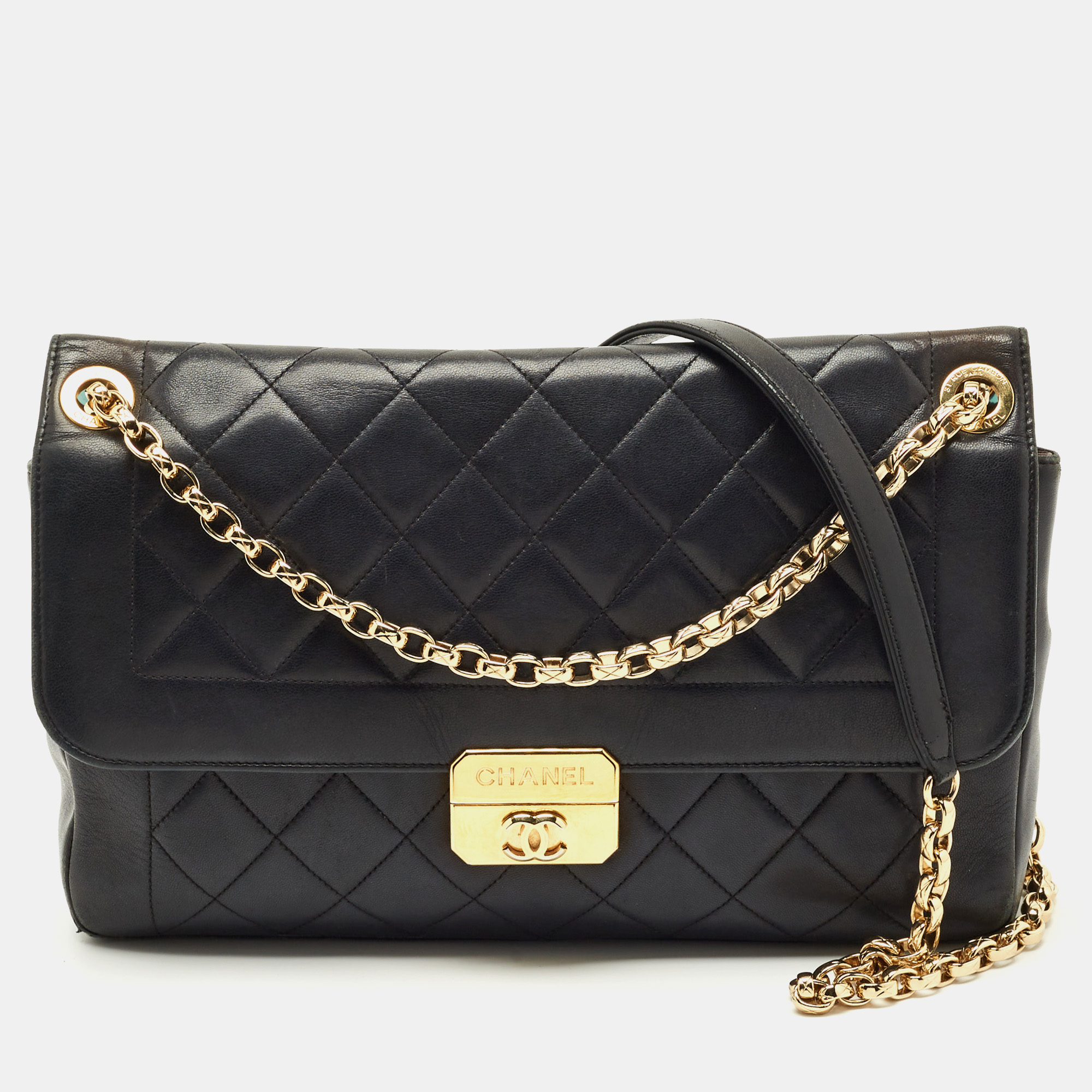 

Chanel Black Quilted Leather Large Chic With Me Flap Bag