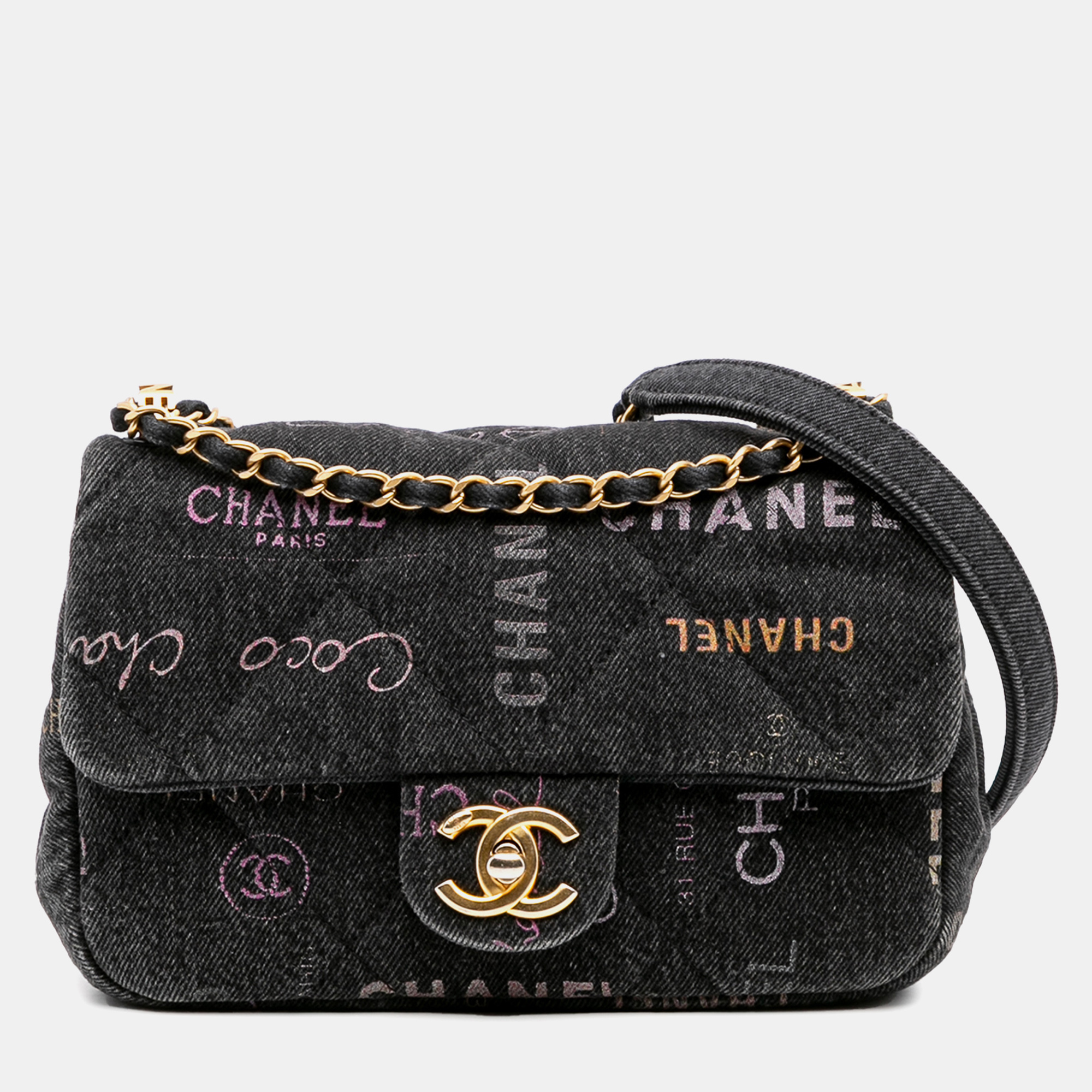 

Chanel Grey Mini Rectangular Quilted Denim Mood Flap