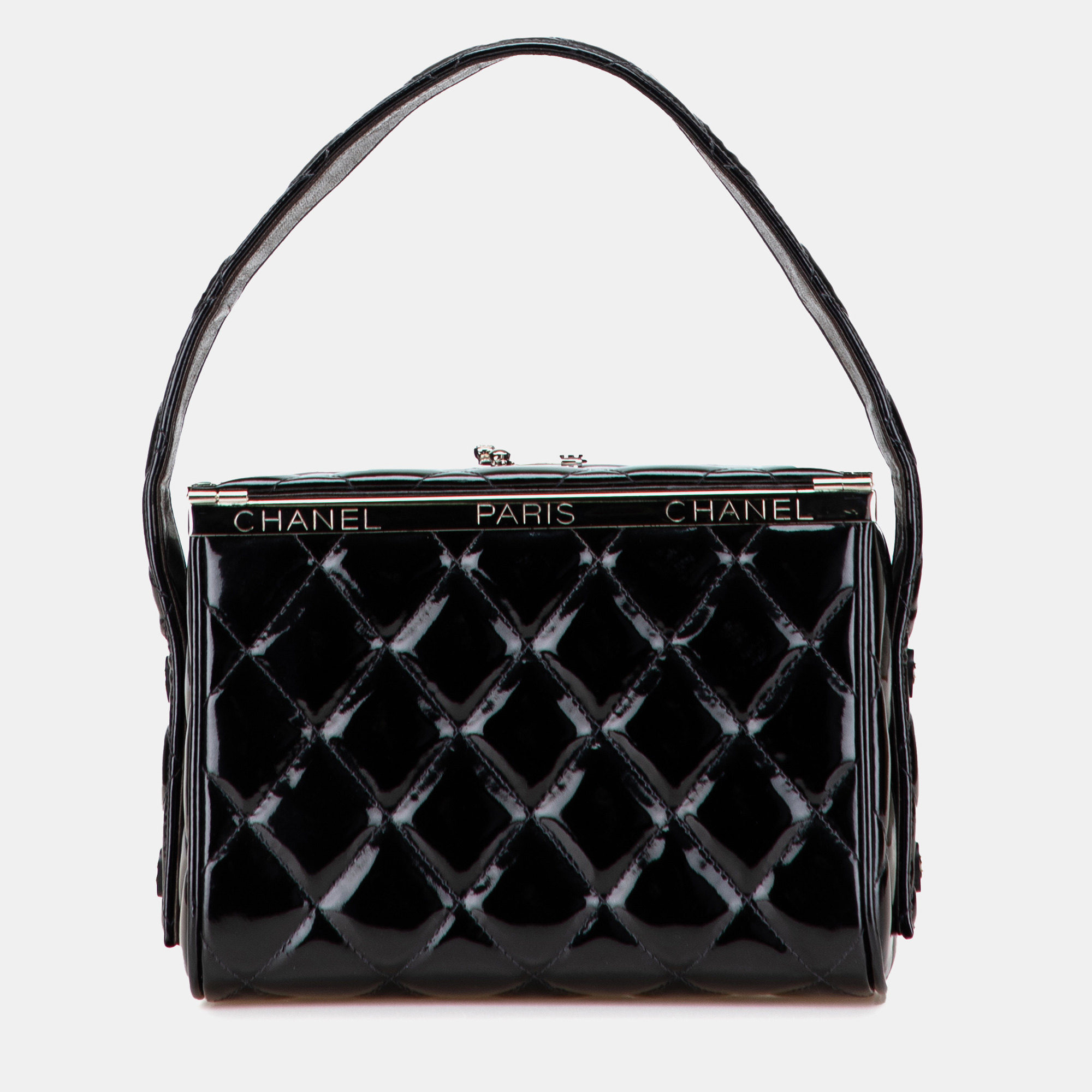 

Chanel Black Quilted Patent Leather Box Handbag