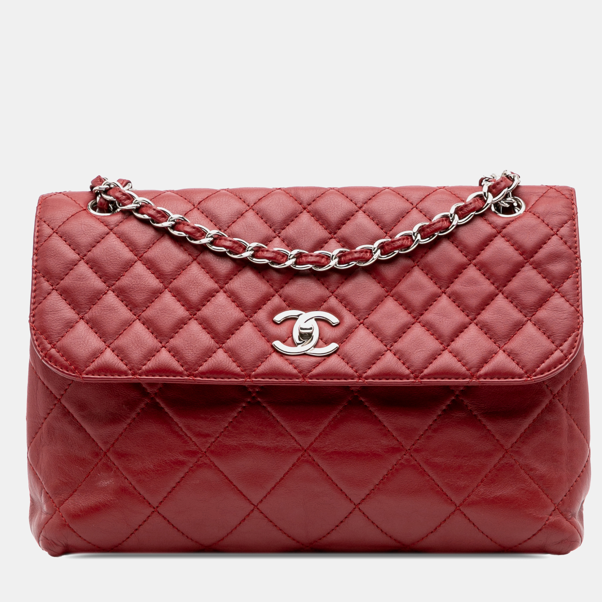 

Chanel Red CC Quilted Calfskin In The Business Flap