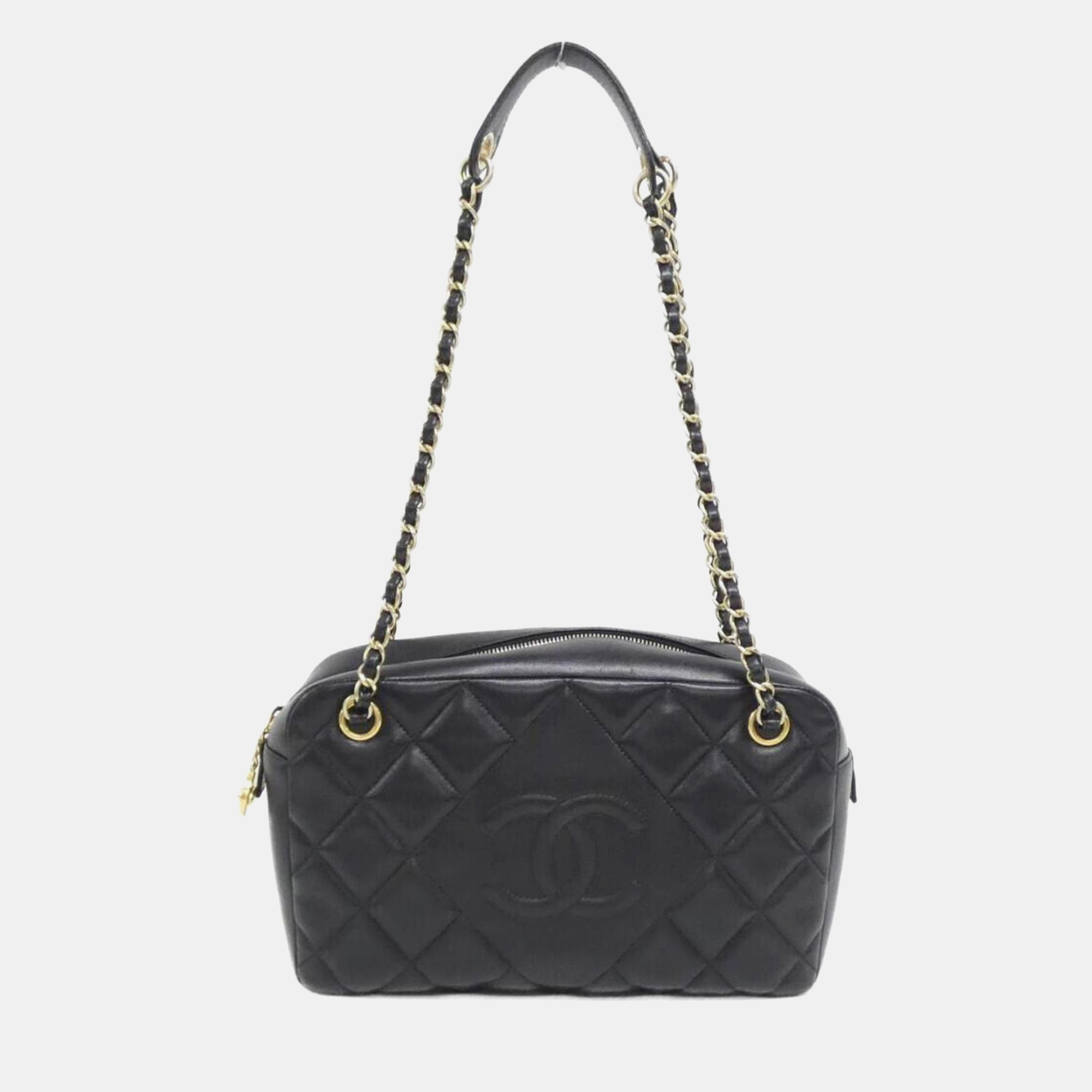 

Chanel Black Leather CC Line Shoulder Bag