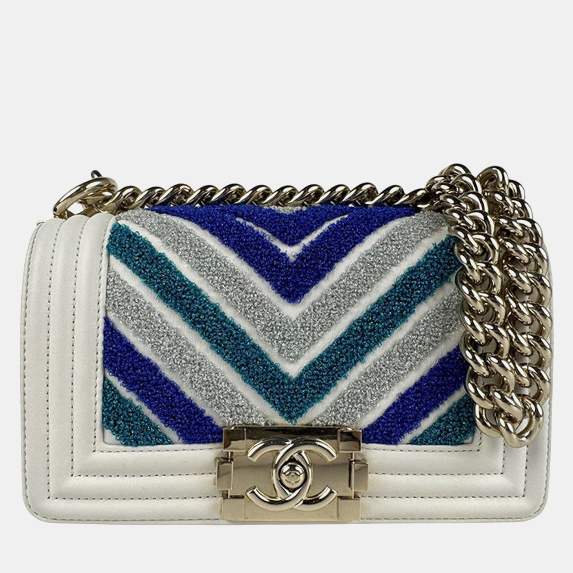 

Chanel Boy Multicolor Leather Shoulder Bag, Blue