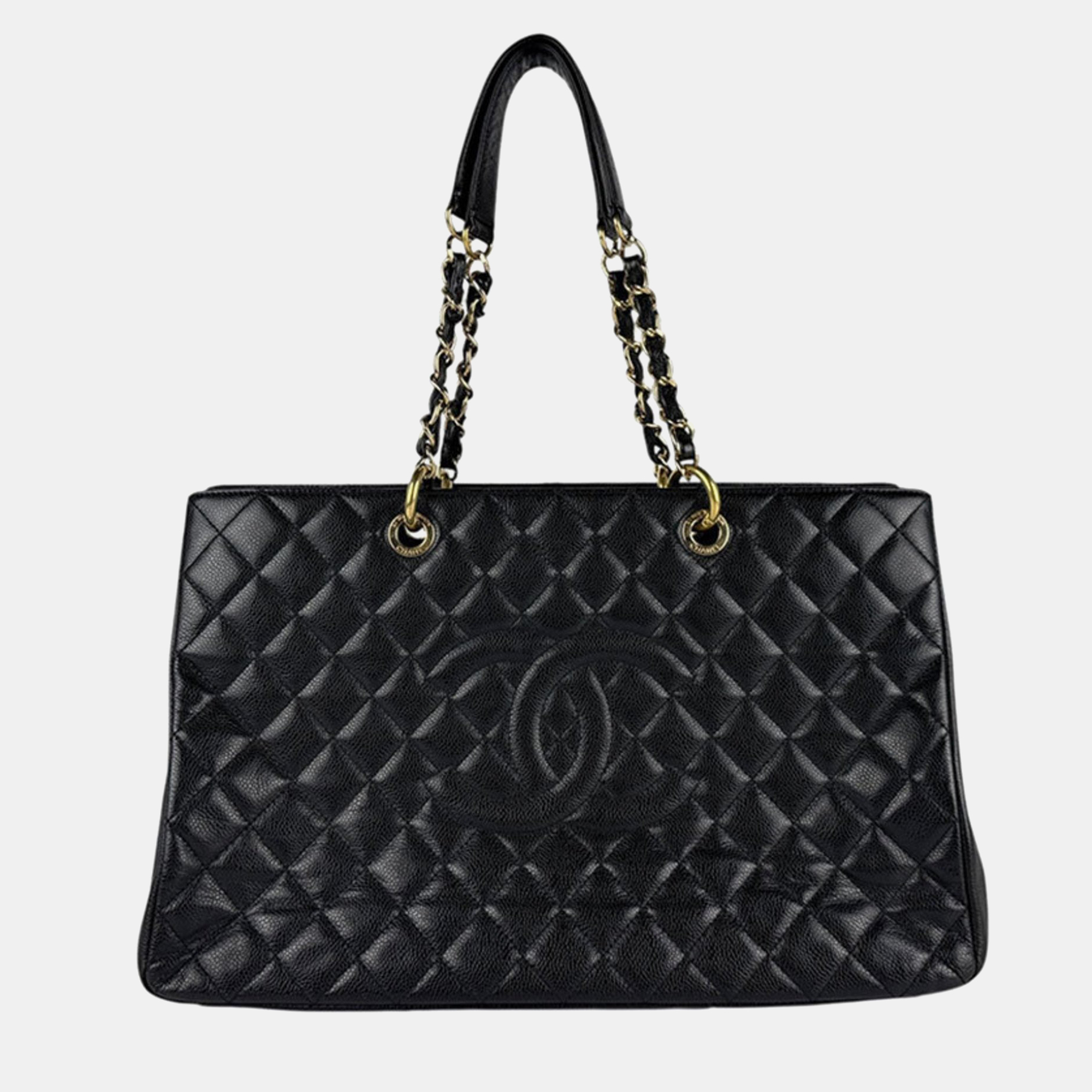 

Chanel Shoulder Bag Tote Caviar Leather Black Gold