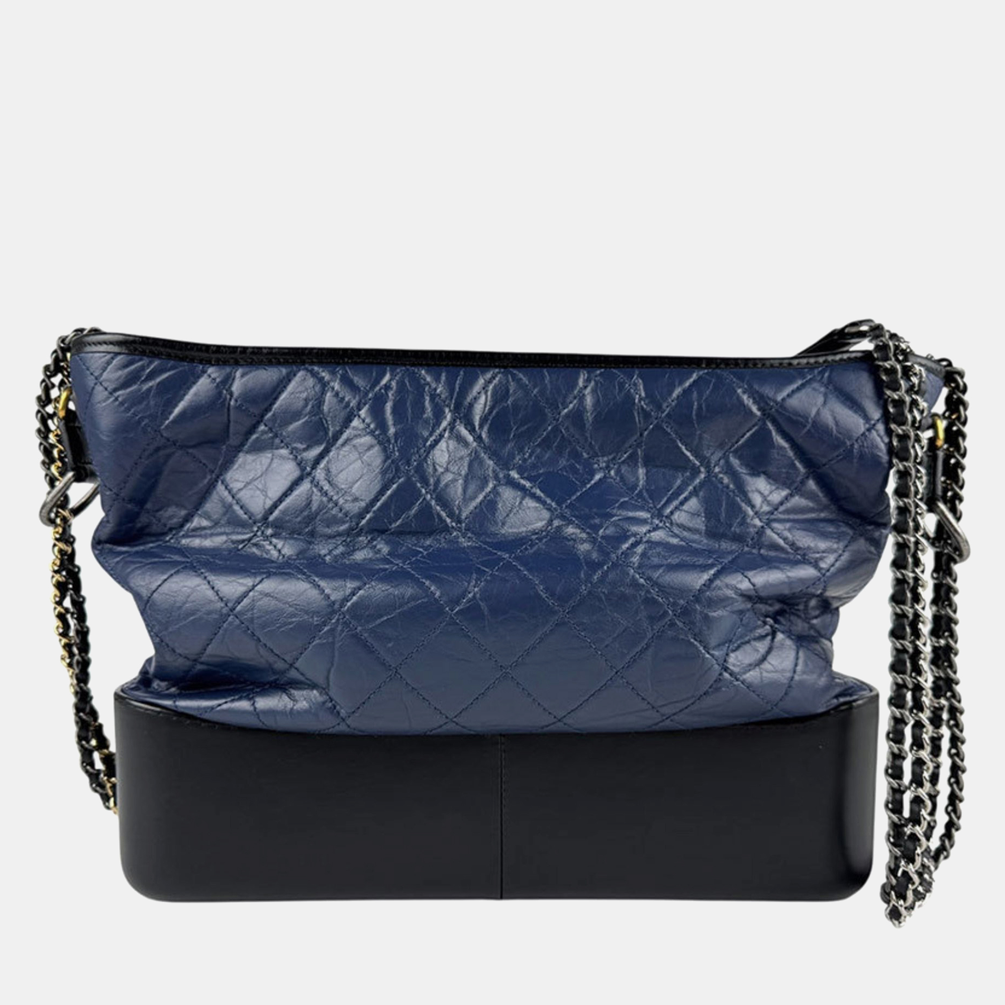 

Chanel Gabrielle Navy Leather Shoulder Bag, Navy blue
