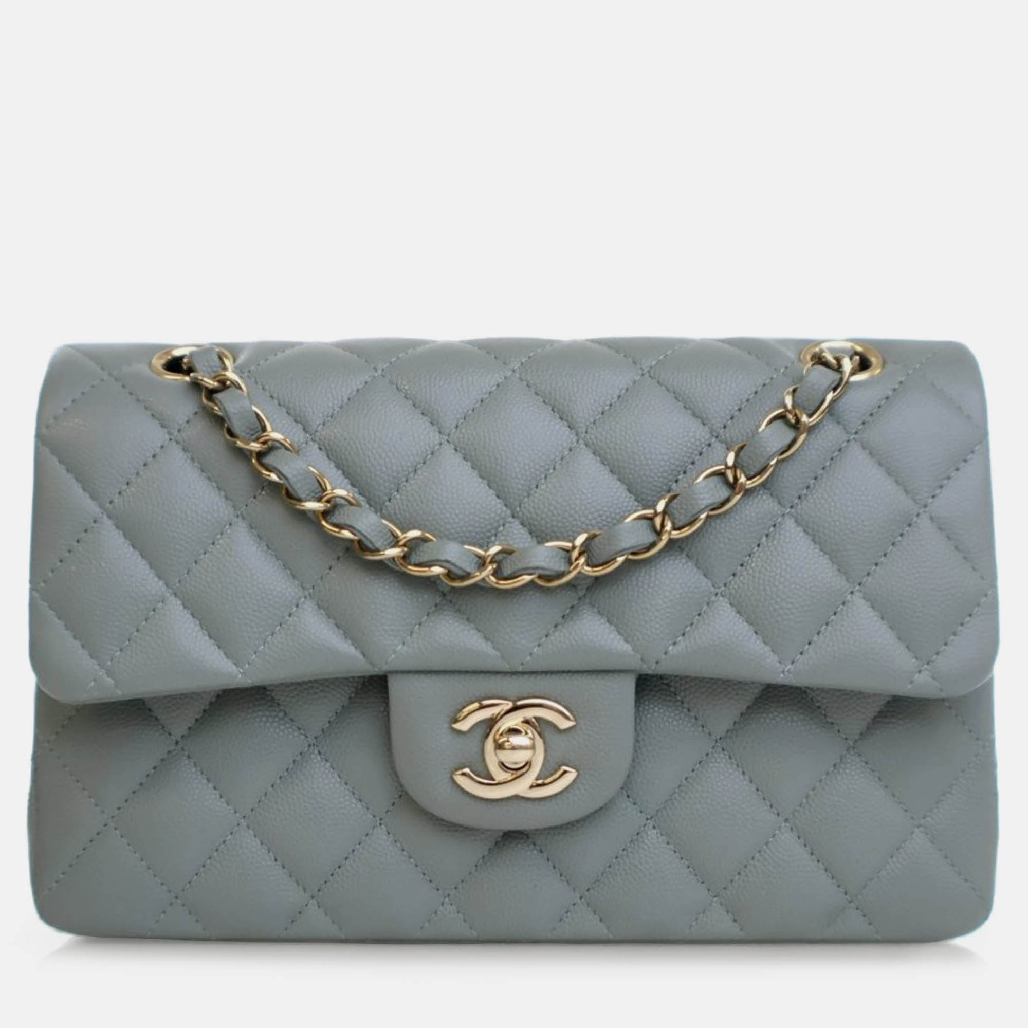 

Chanel Grey Small Classic Caviar Double Flap