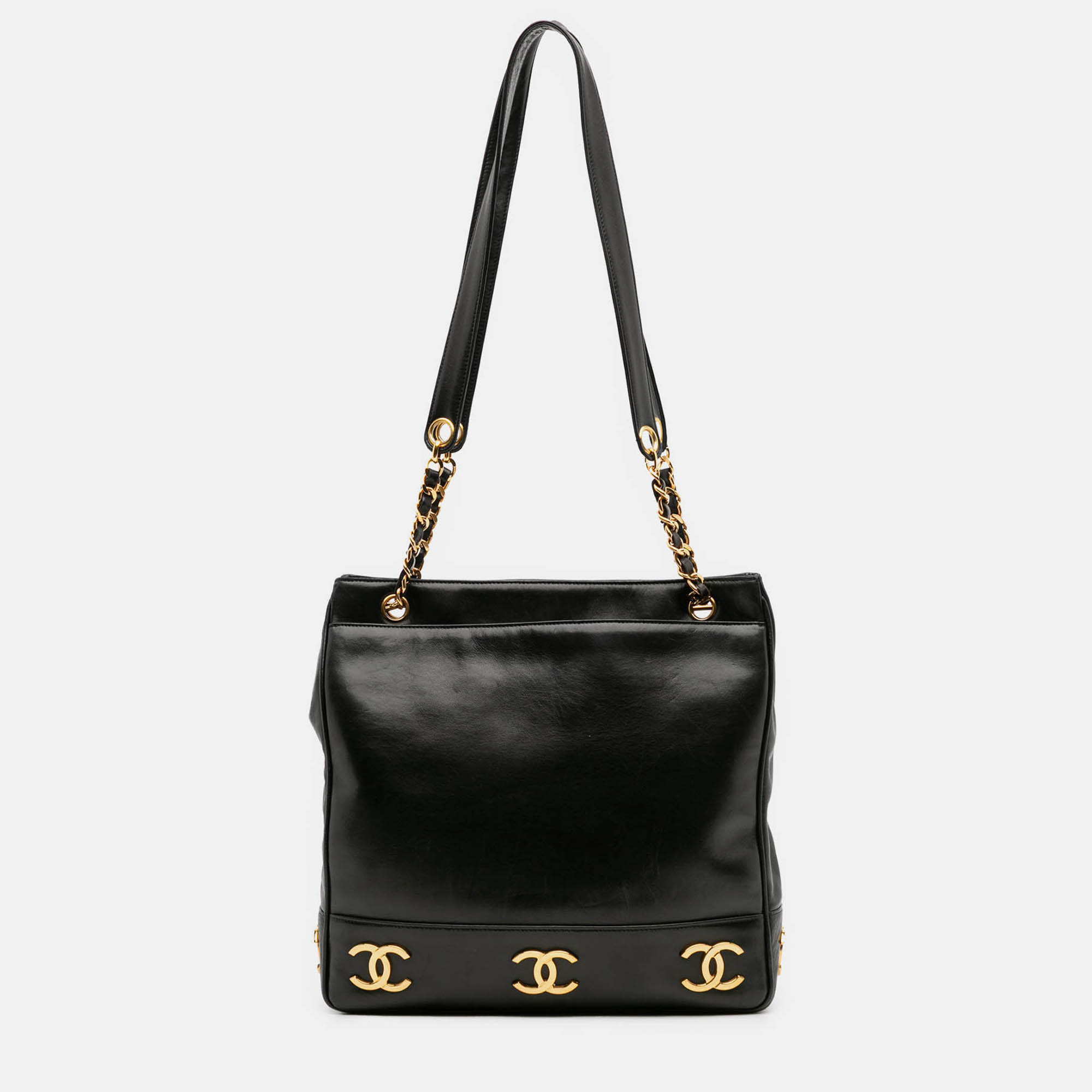 

Chanel Triple CC Lambskin Tote, Black