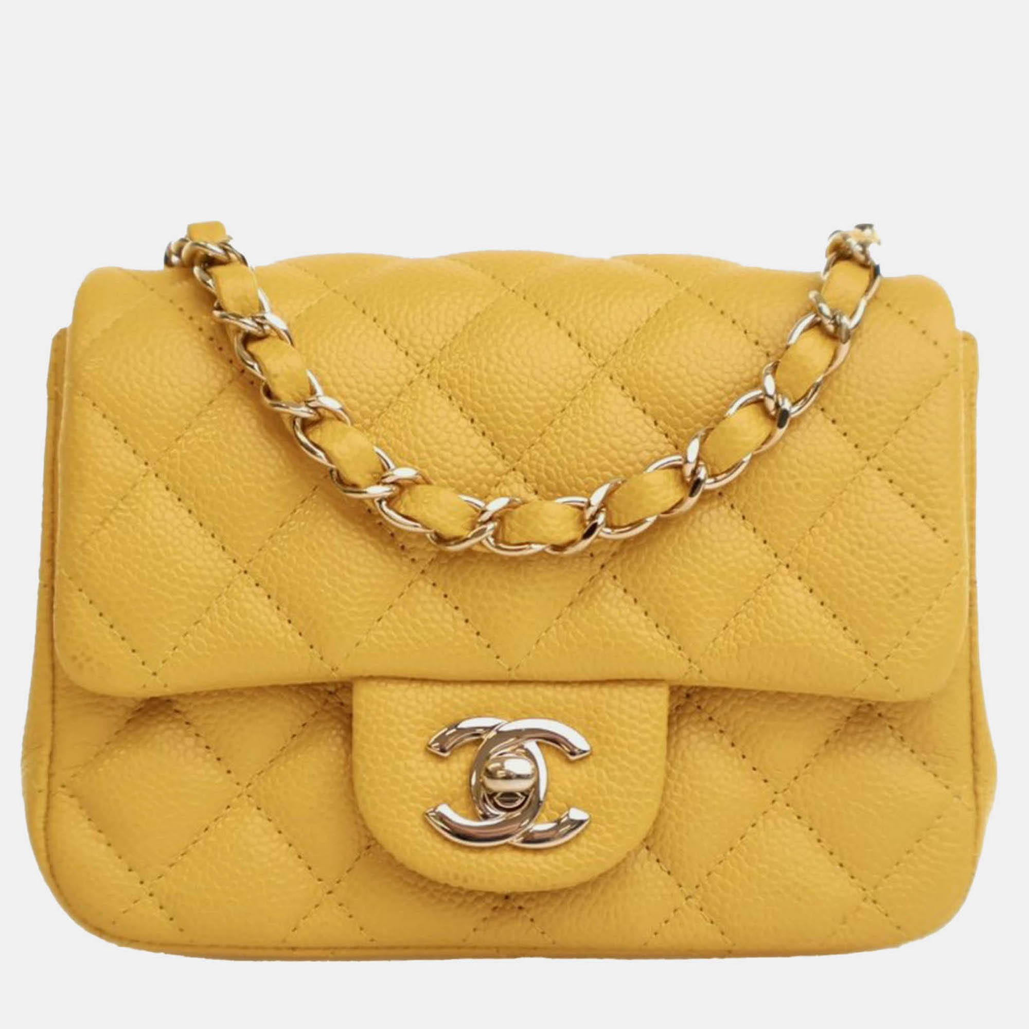 

Chanel Mini Square Classic Caviar Single Flap, Yellow
