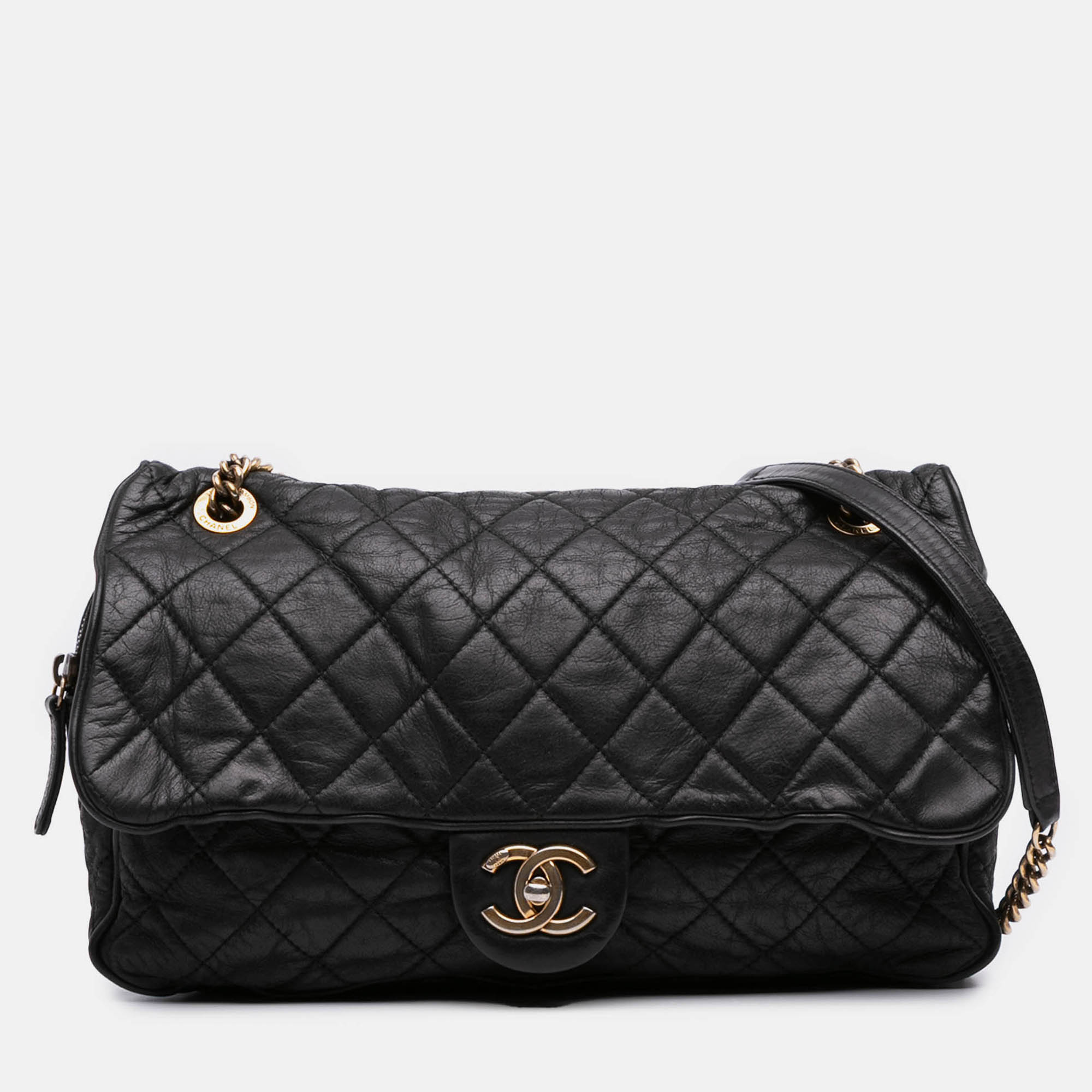 

Chanel Black Large Quilted Iridescent Calfskin Shiva Flap