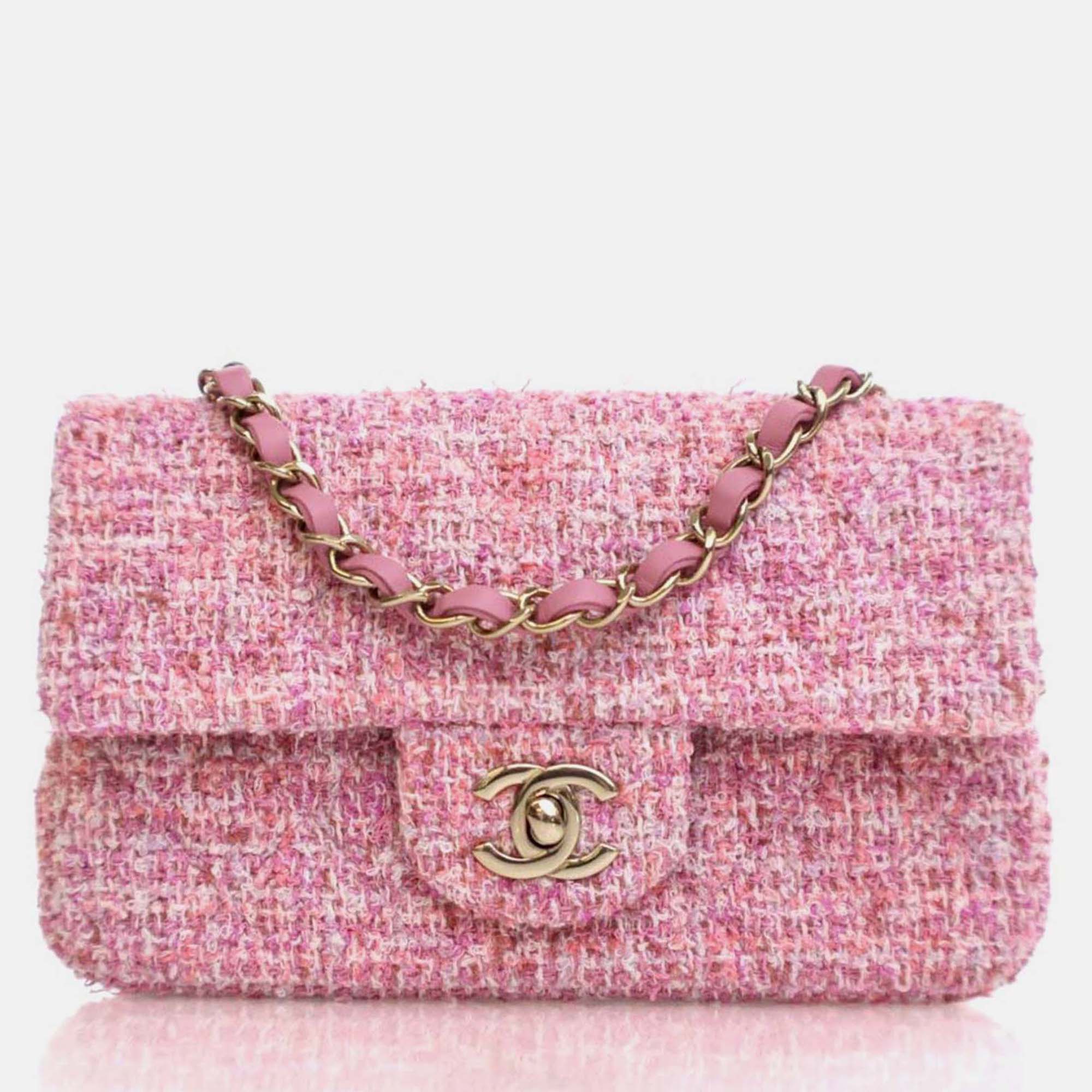 

Chanel Mini Tweed Rectangular Flap Bag, Pink