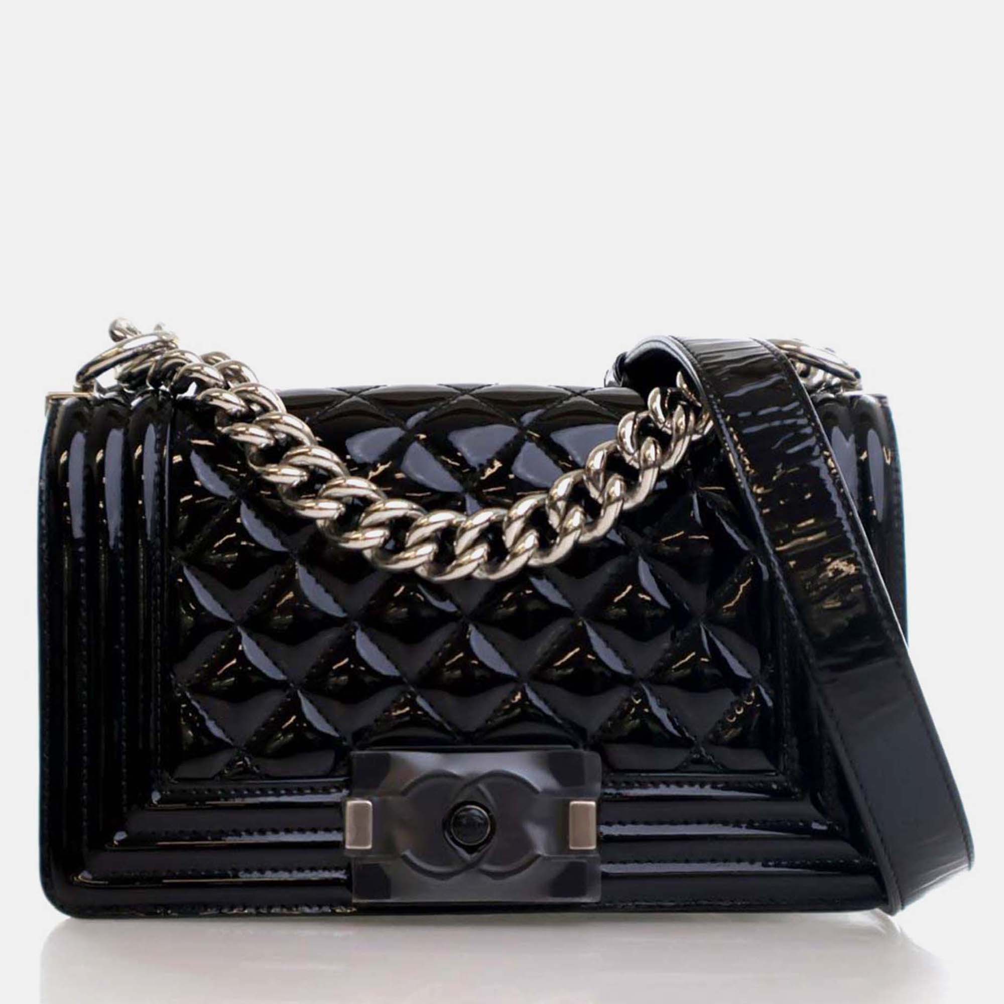 

Chanel Boy Small Black Patent Leather Shoulder Bag