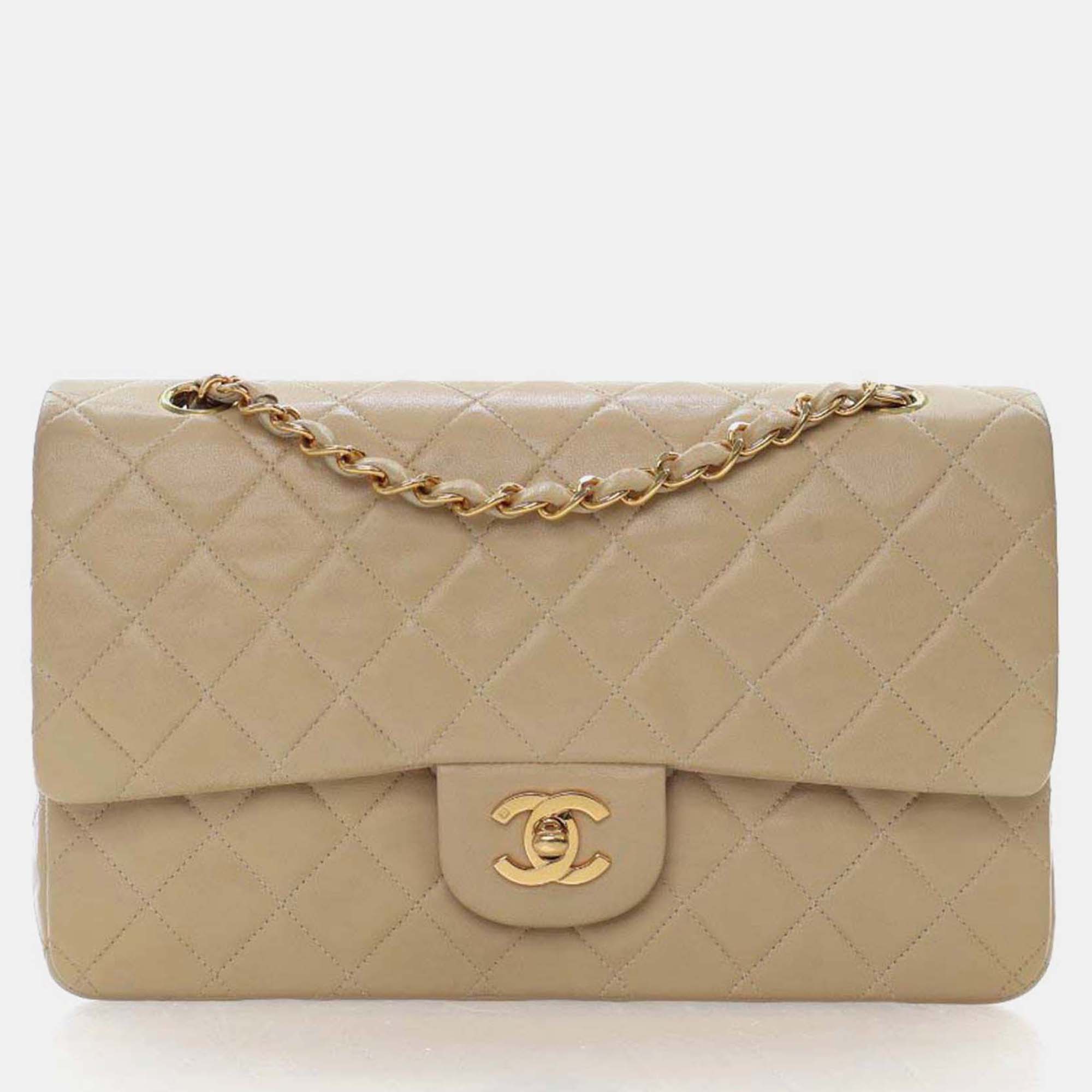 

Chanel Classic Flap Medium Beige Lambskin Shoulder Bag