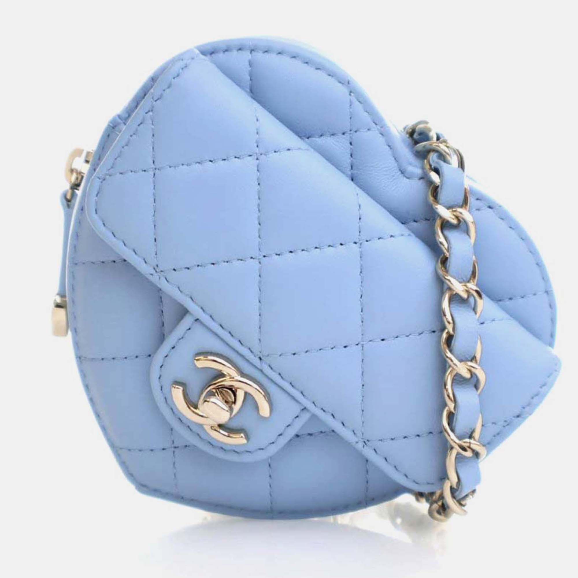 

Chanel CC In Love Heart Mini Blue Lambskin Belt Bag