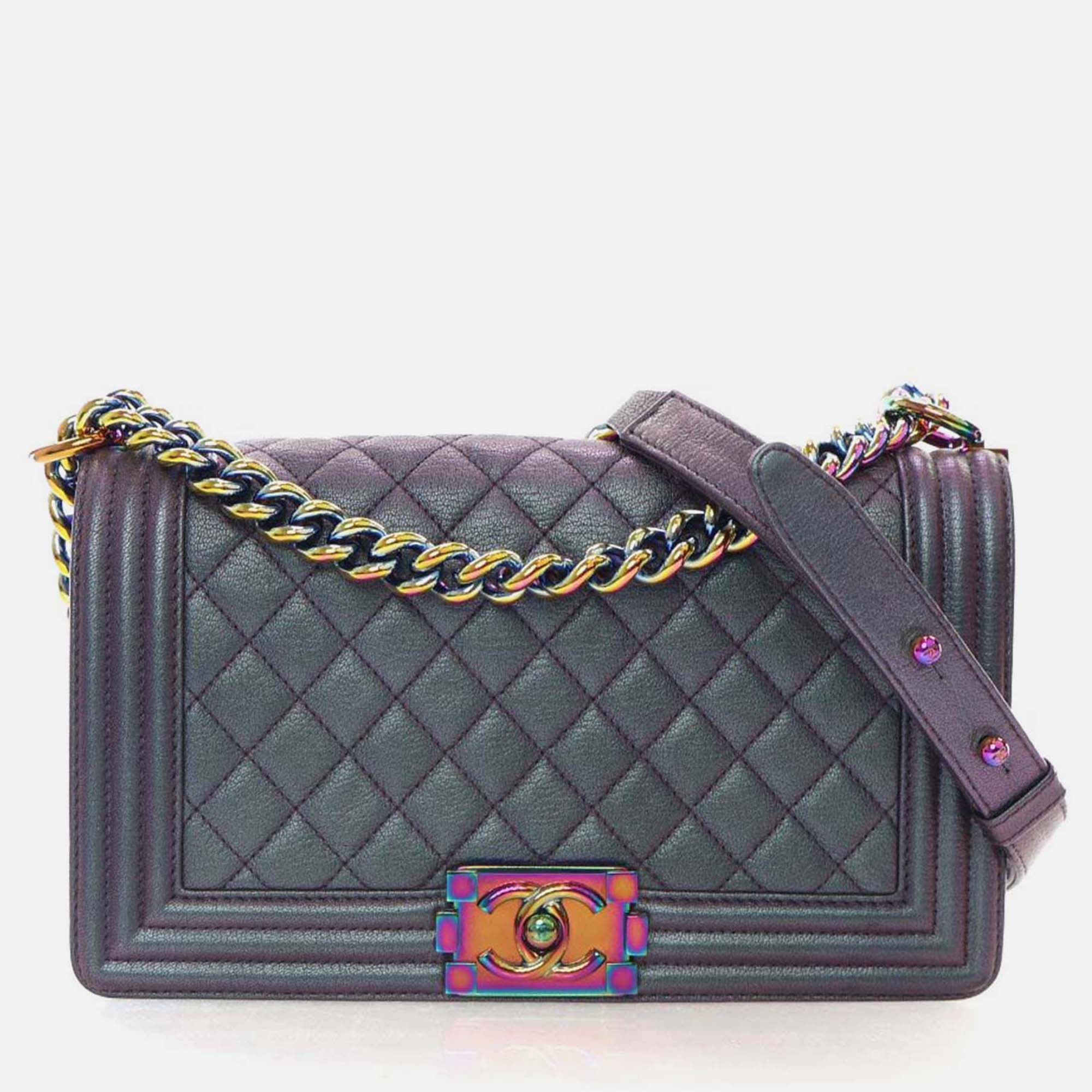 

Chanel Boy Medium Mermaid Purple Goatskin Shoulder Bag