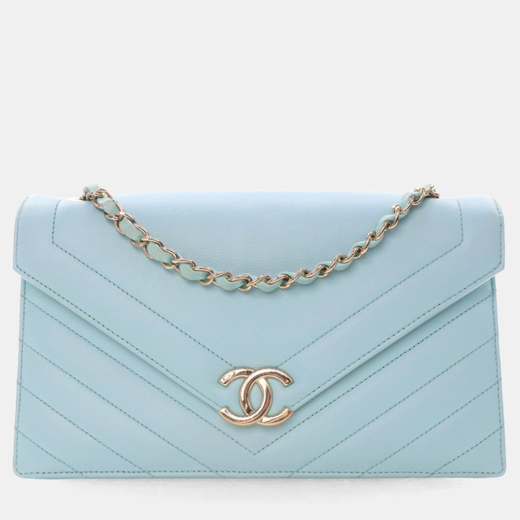 

Chanel Chevron Flap Medium Tiffany Blue Calfskin Shoulder Bag
