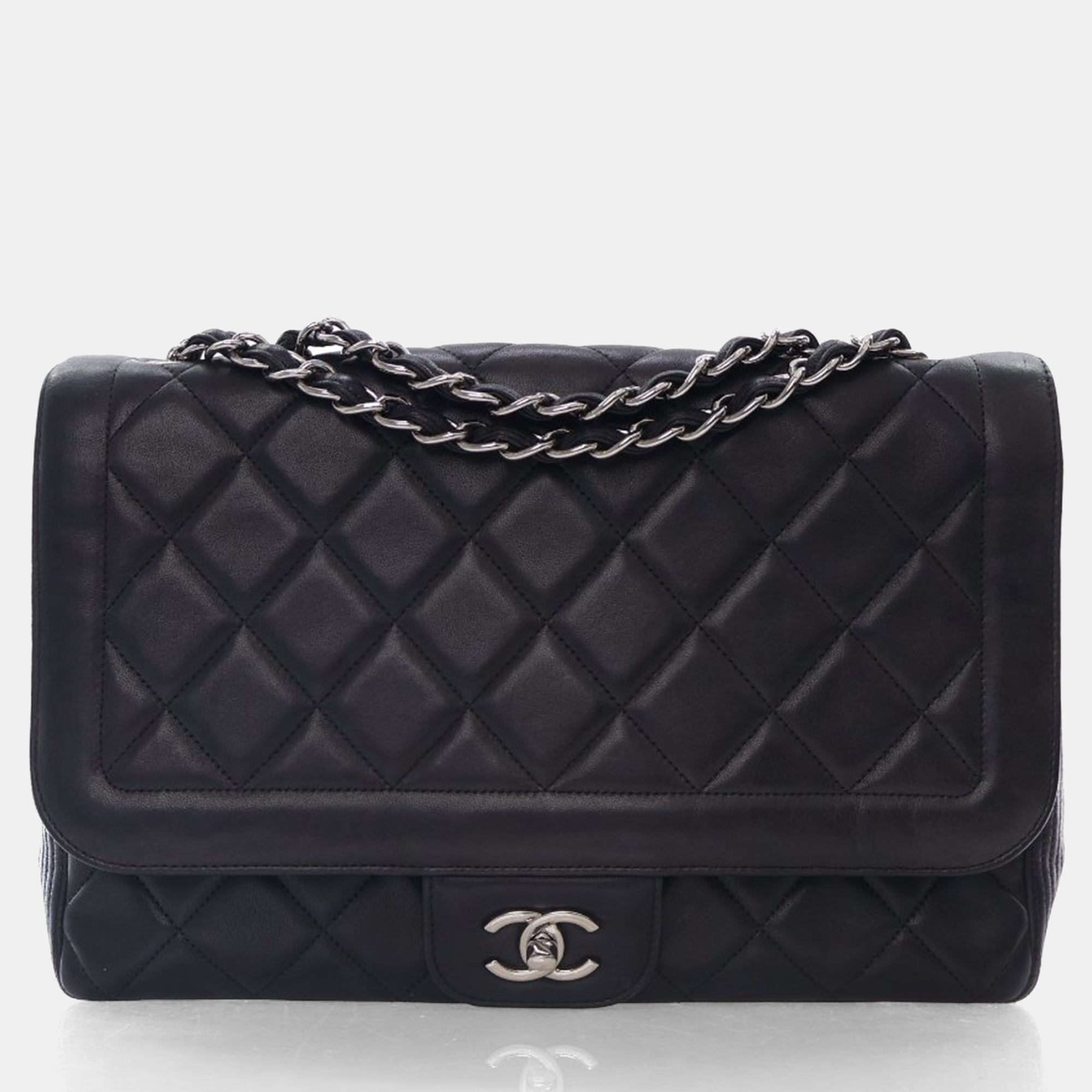 

Chanel Quilted Jumbo Black Lambskin Single Flap Bag
