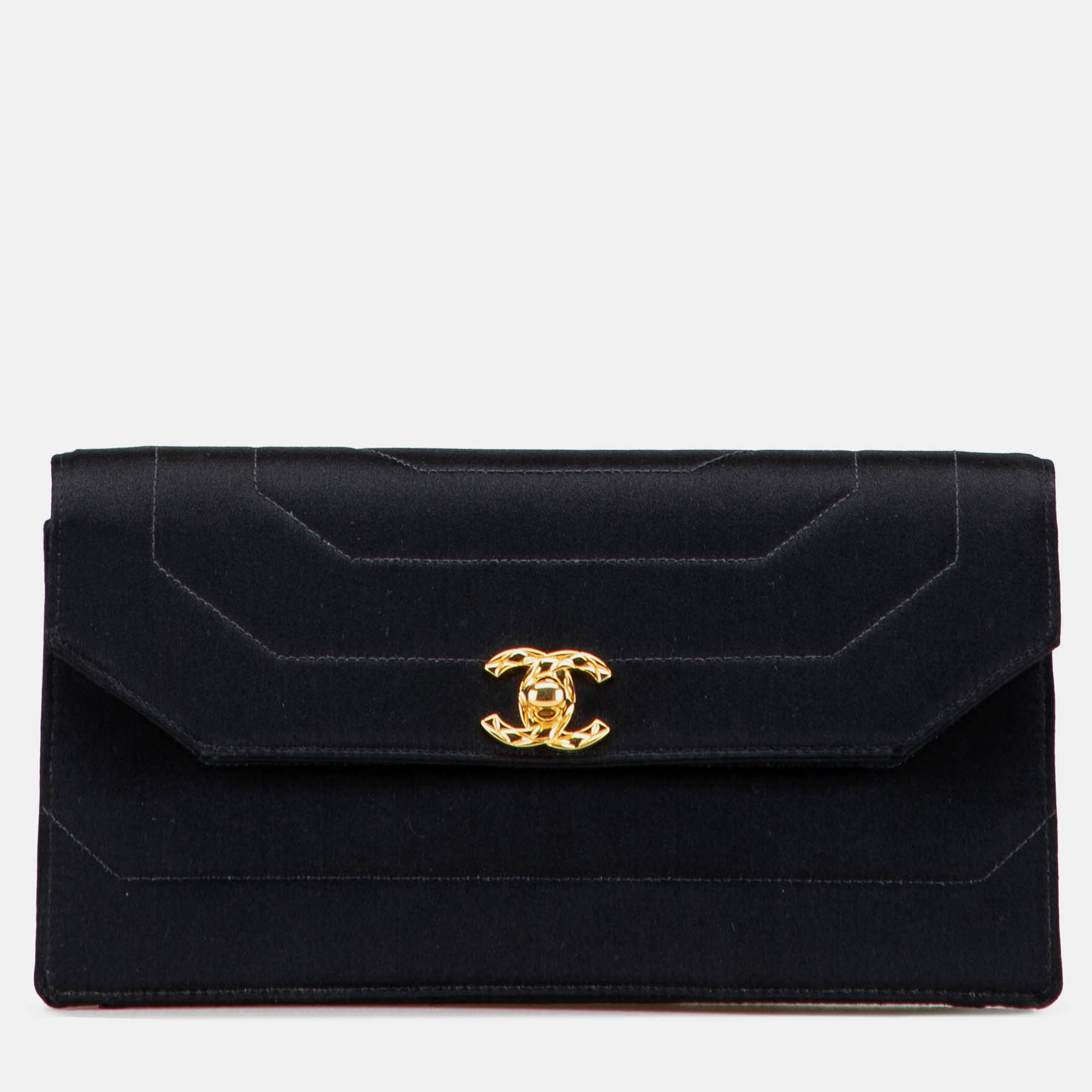 

Chanel Black CC Satin Flap Clutch