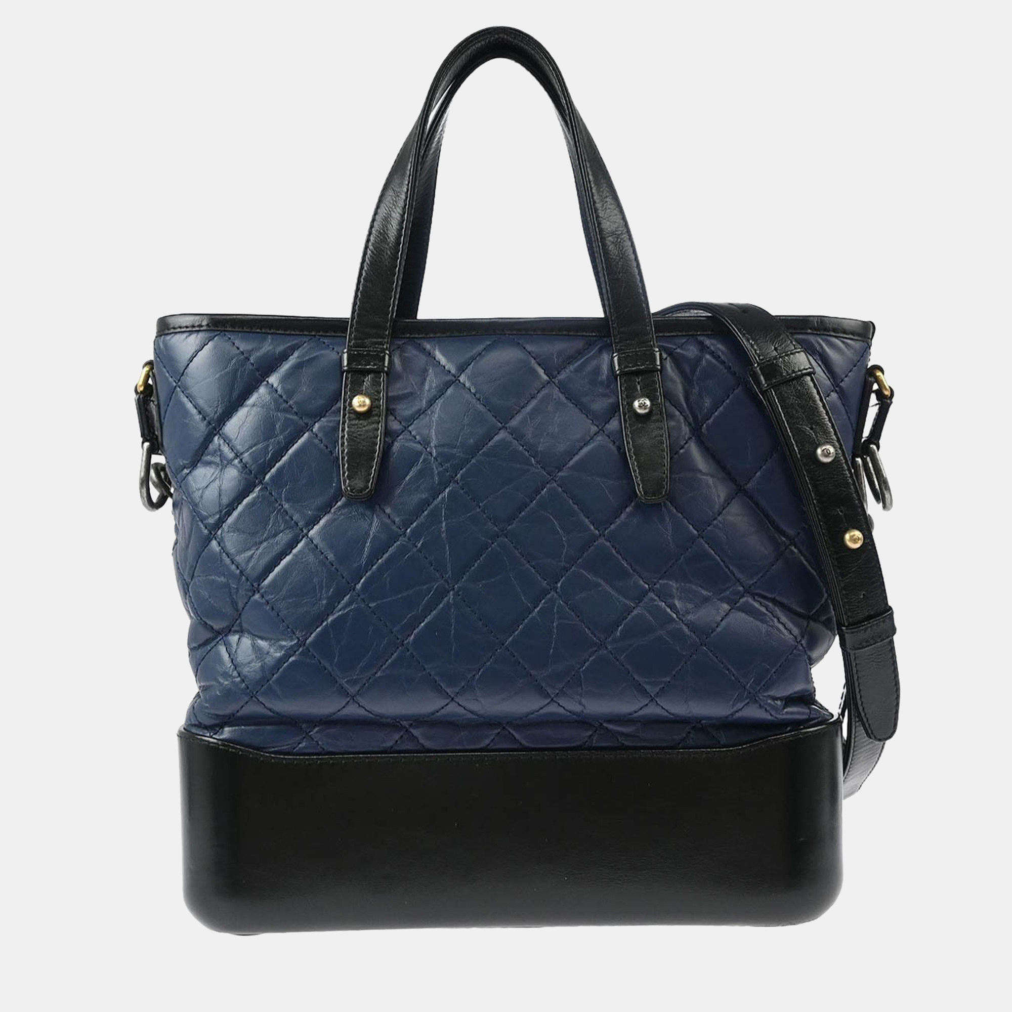 

Chanel Gabrielle Blue Black Calfskin Tote Bag