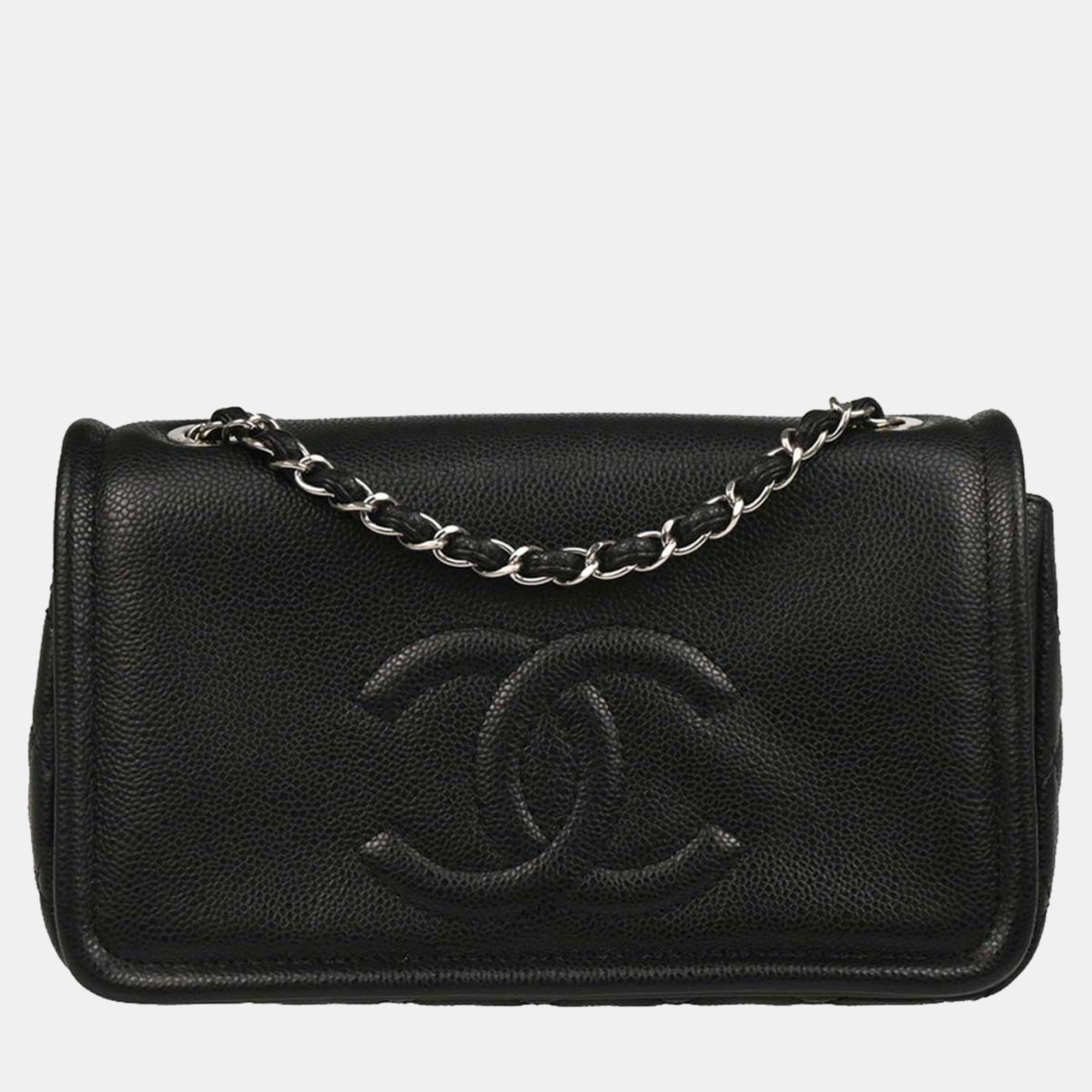 

Chanel CC Black Caviar Leather Shoulder Bag