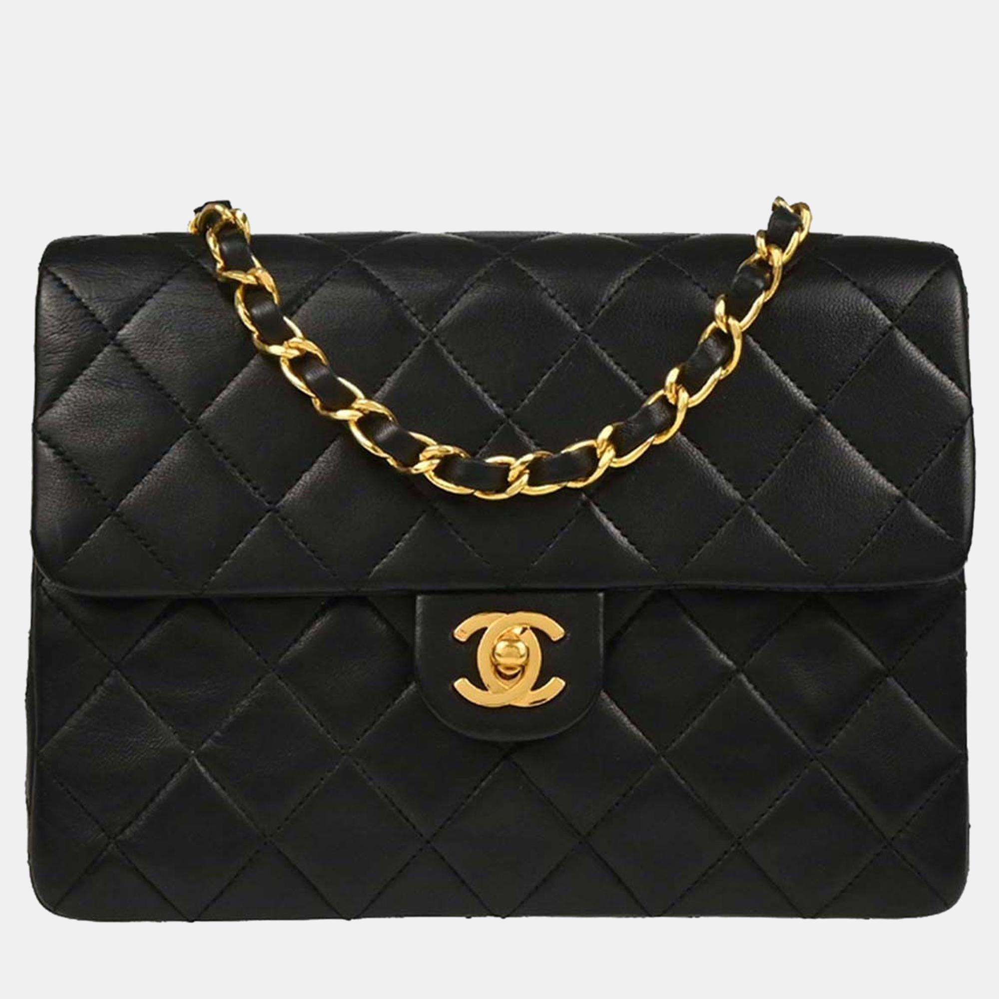 

Chanel Square Classic Flap Black Lambskin Leather Shoulder Bag