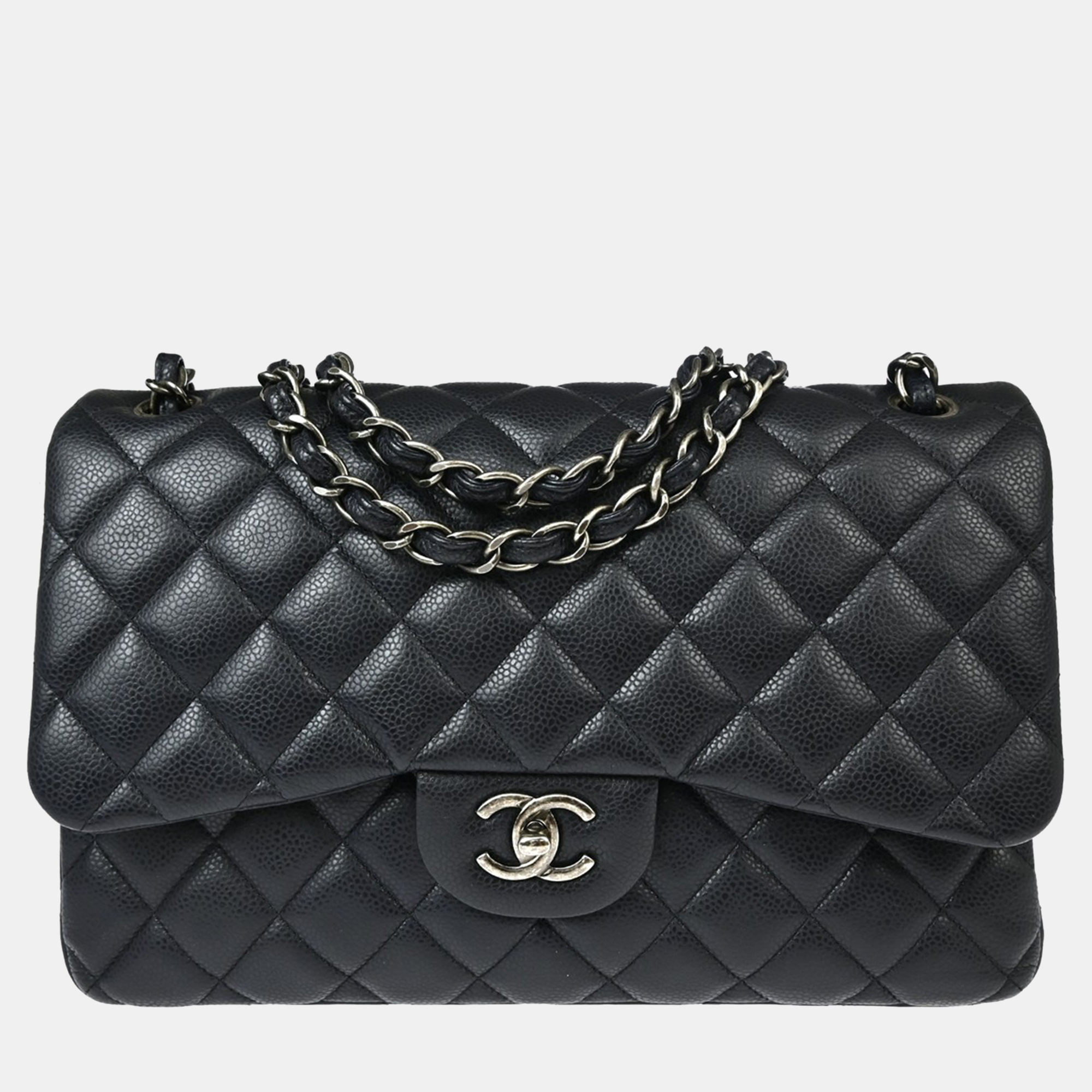 

Chanel Classic Double Flap Navy Calfskin Shoulder Bag, Navy blue