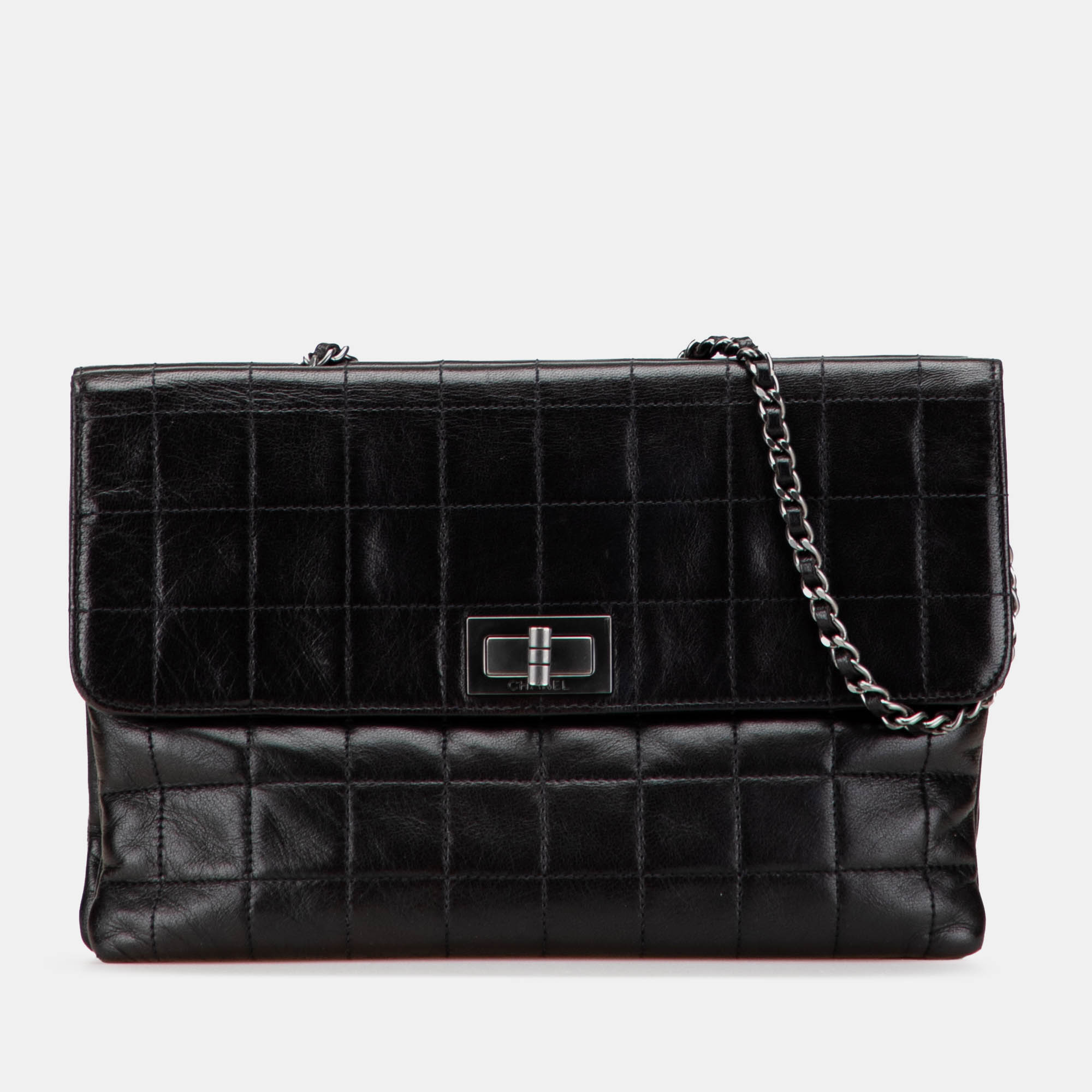 

Chanel Black Chocolate Bar Lambskin Reissue Multipocket Flap