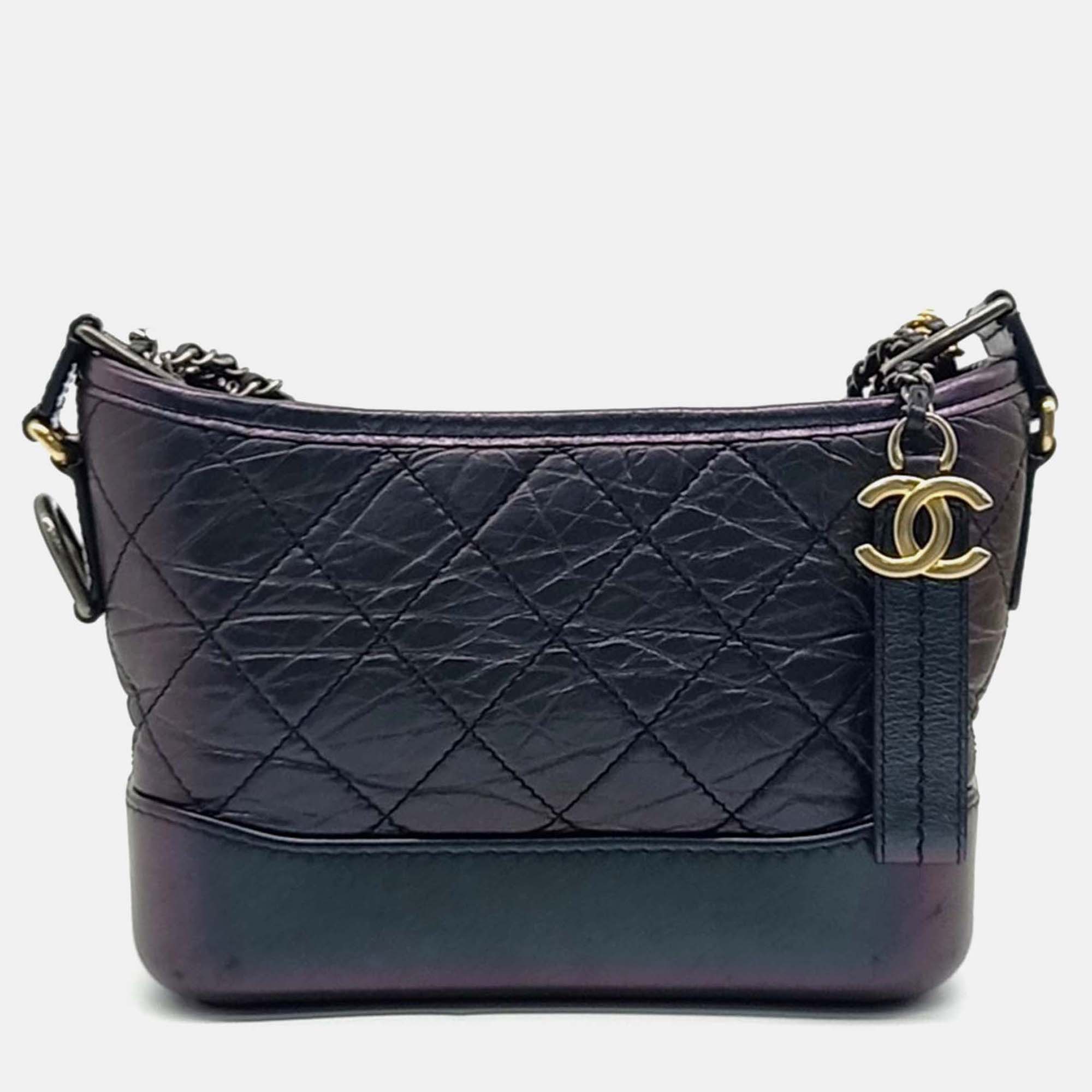

Chanel Gabrielle Metallic Leather Small Hobo Bag