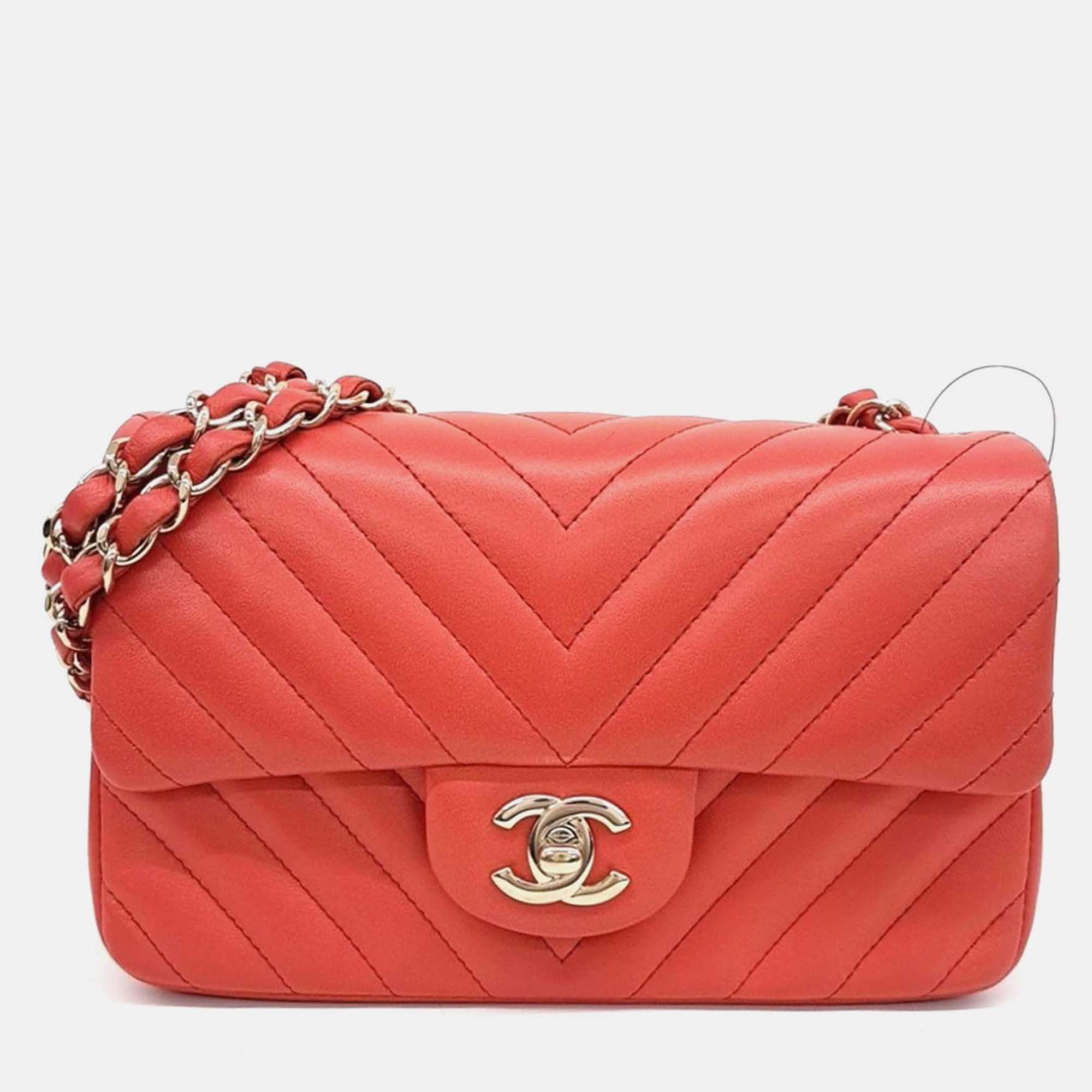 

Chanel Chevron New Classic Red Leather Mini Crossbody Bag