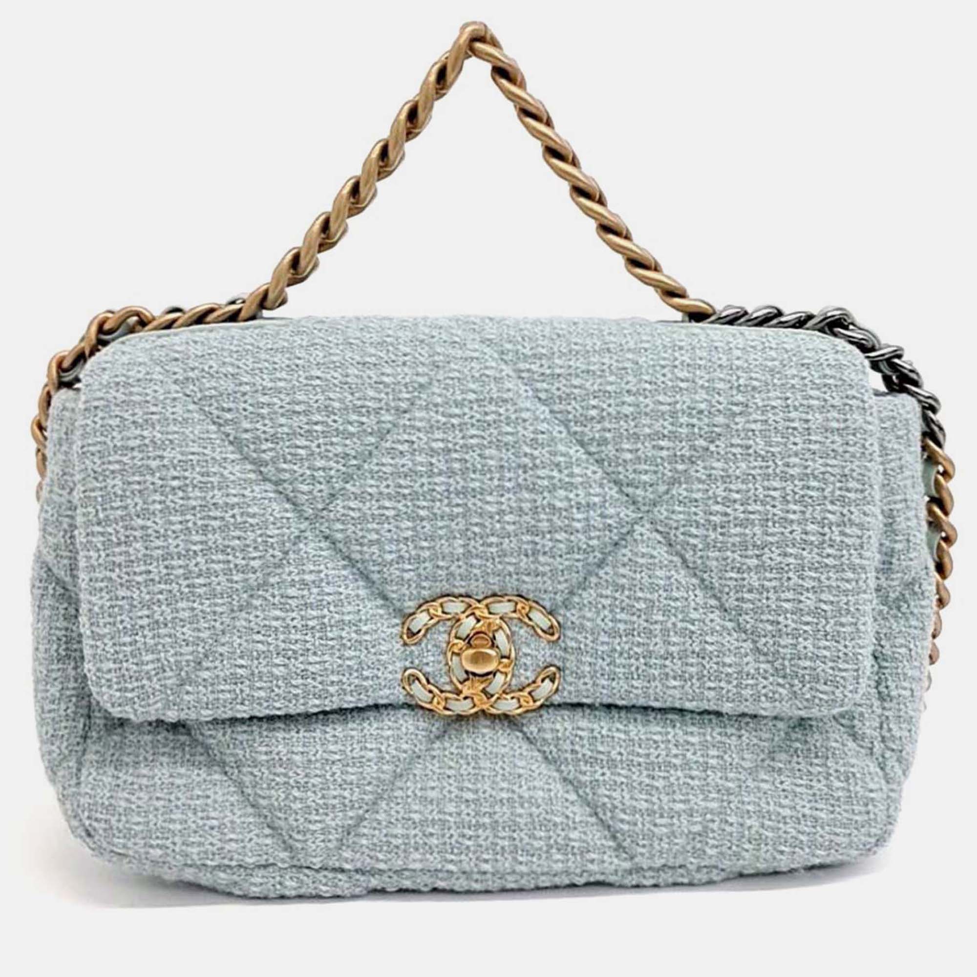 

Chanel Blue Tweed Chanel Tweed 19 Flap Bag Small