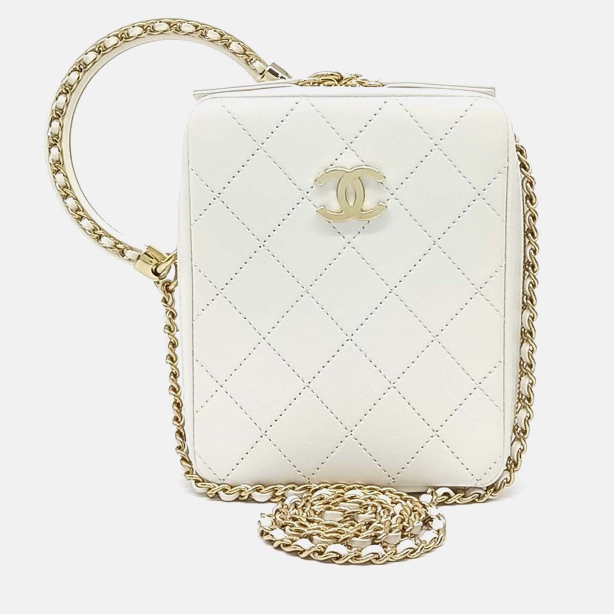 

Chanel Chain Handle Camera Bag, White