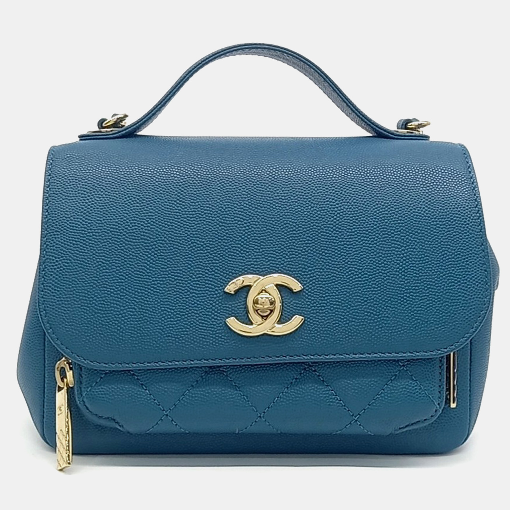 

Chanel Blue Leather Caviar Business Affinity Bag Small