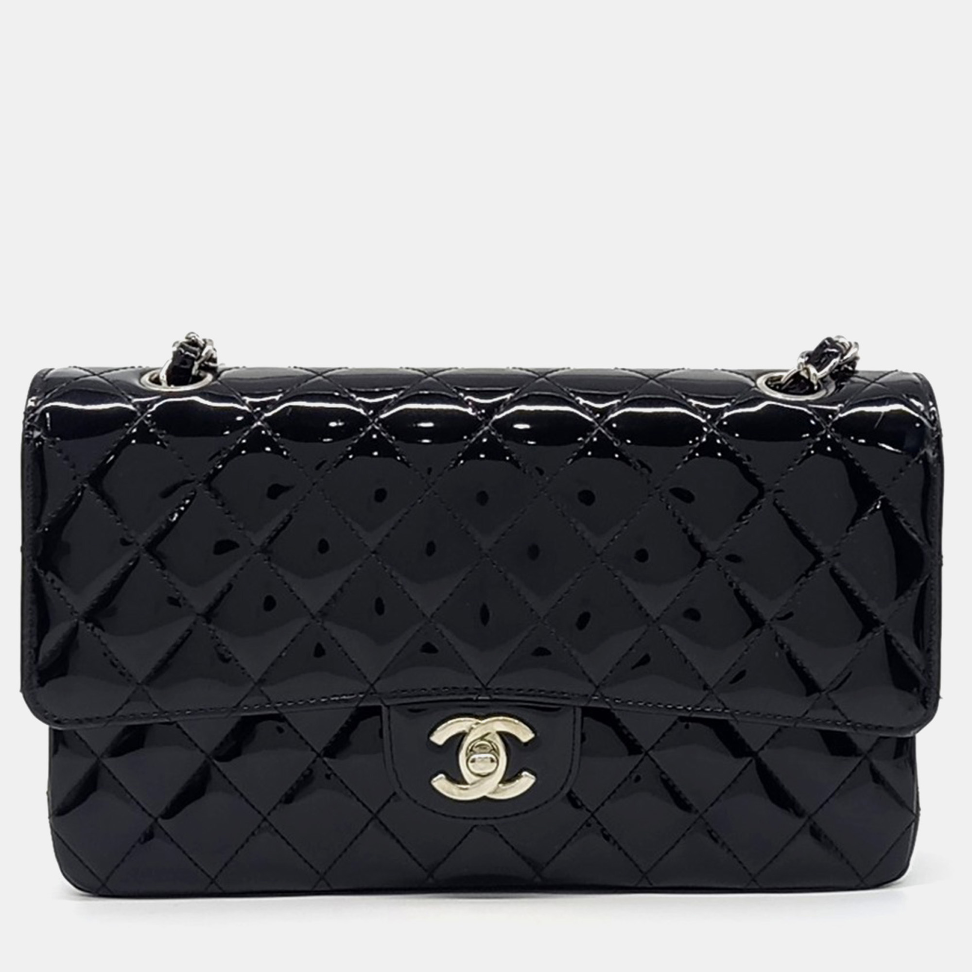 Chanel Patent Black Classic Medium