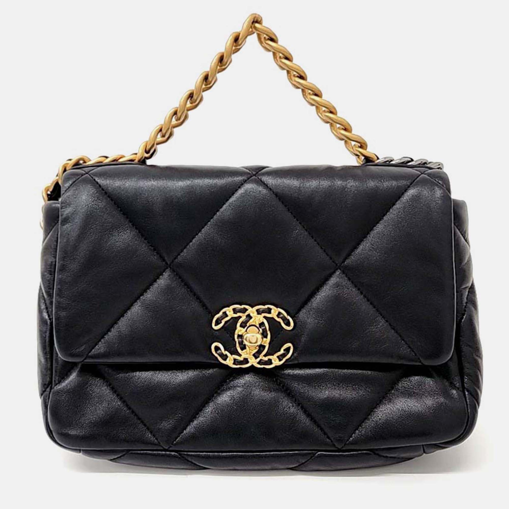 

Chanel Black Leather 19 Flap Bag Small