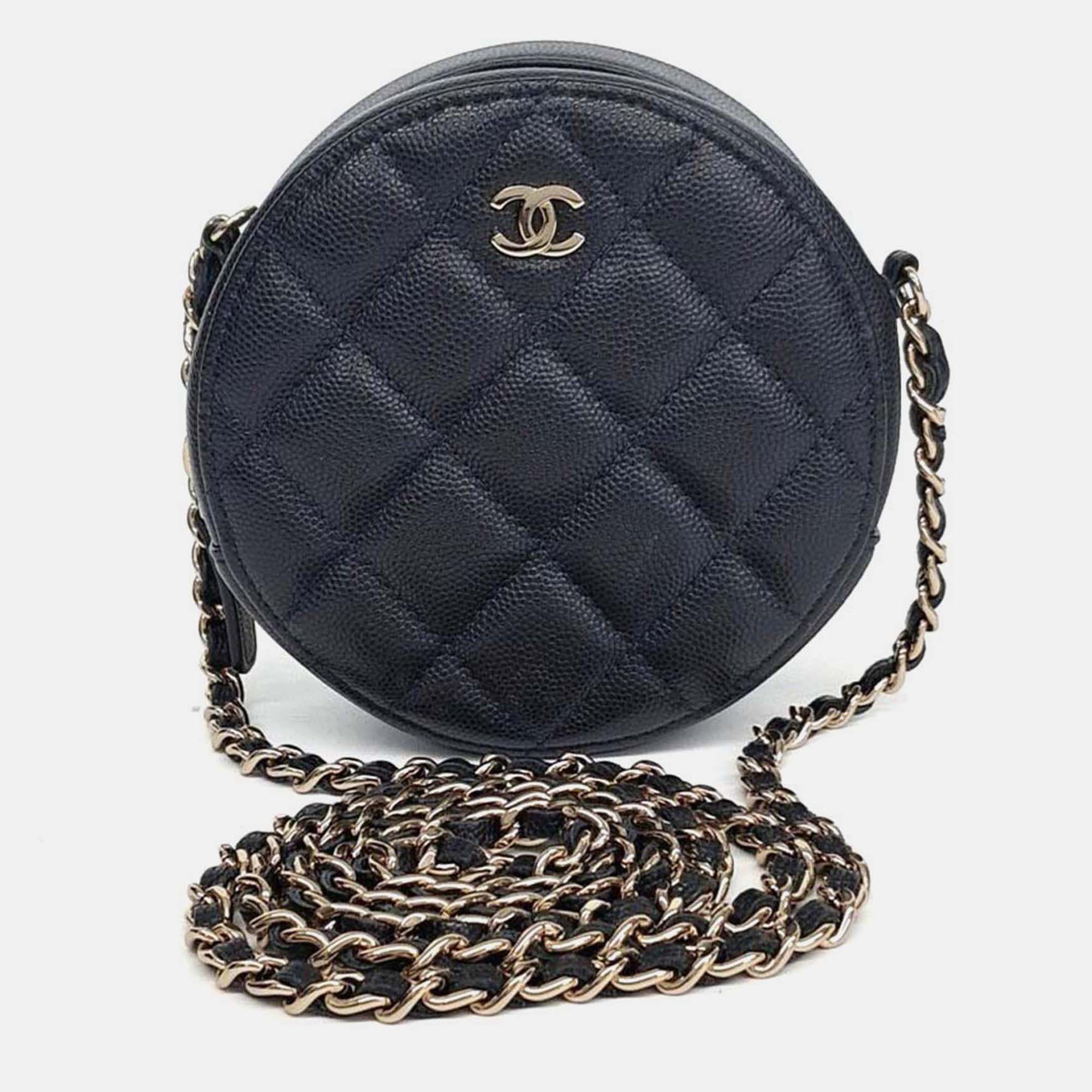 

Chanel Black Caviar Round Mini Crossbody Bag