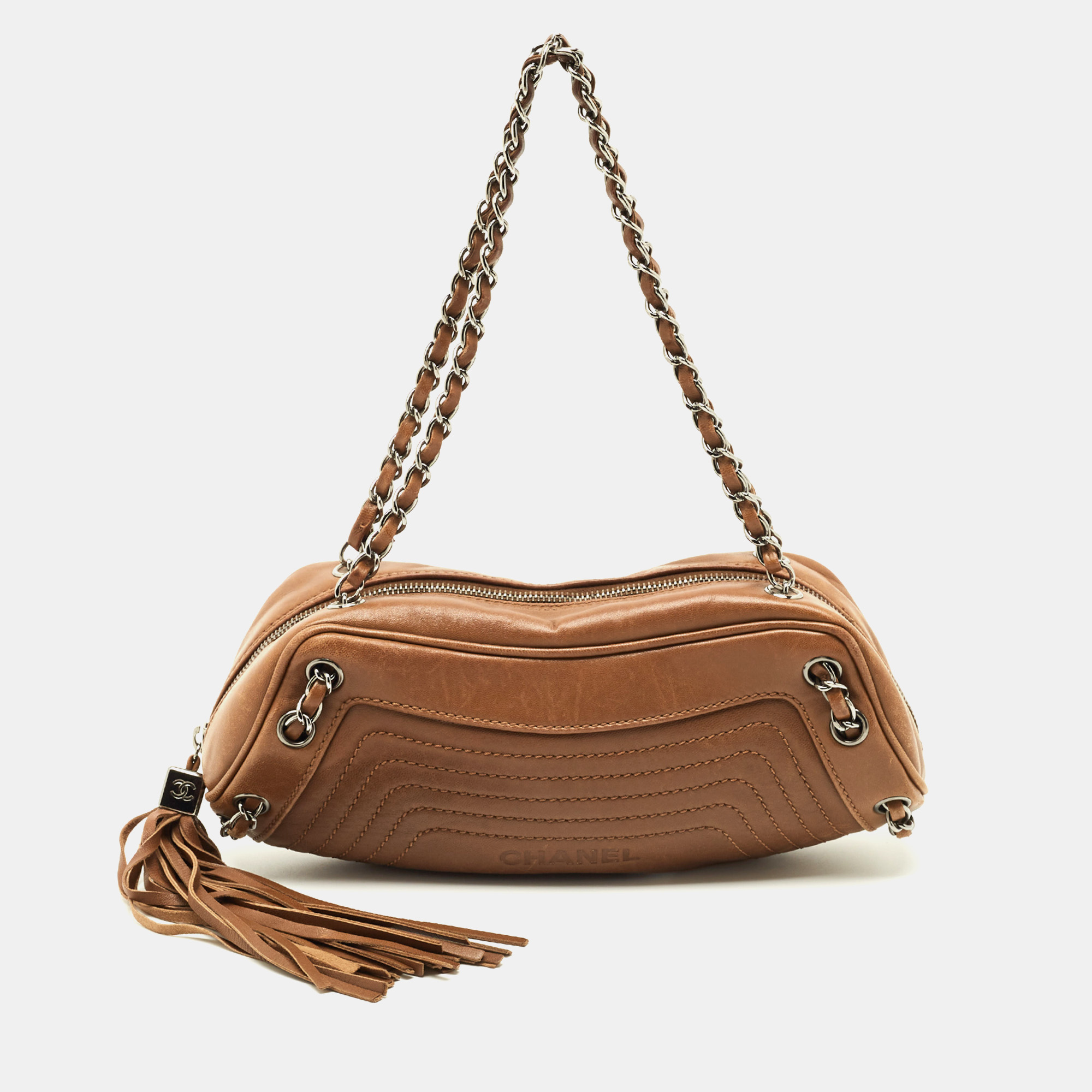 

Chanel Brown Quiled Leather LAX Tassel Shoulder Bag