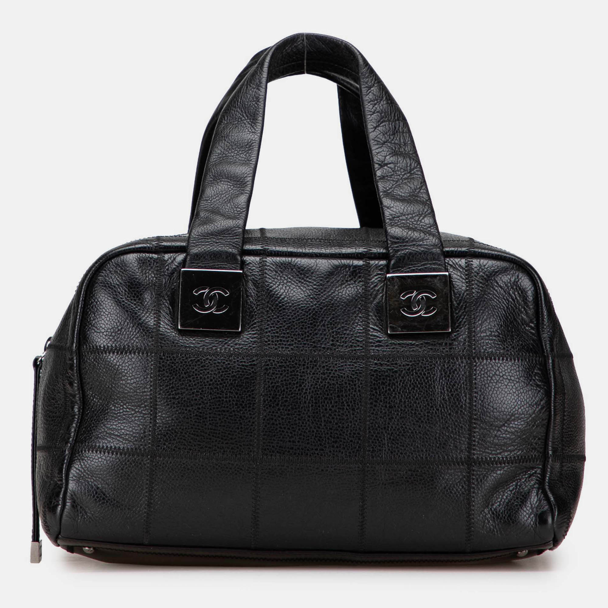 

Chanel Black CC Choco Bar Caviar Stitched Boston
