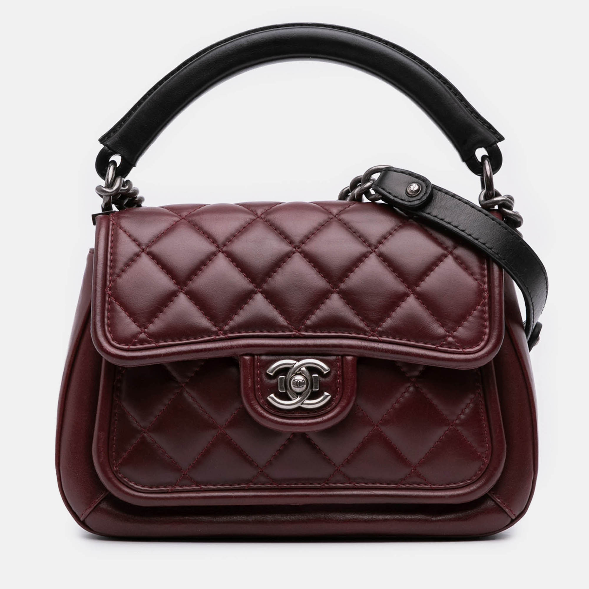 

Chanel Black/Burgundy Small Quilted Calfskin Prestige Flap