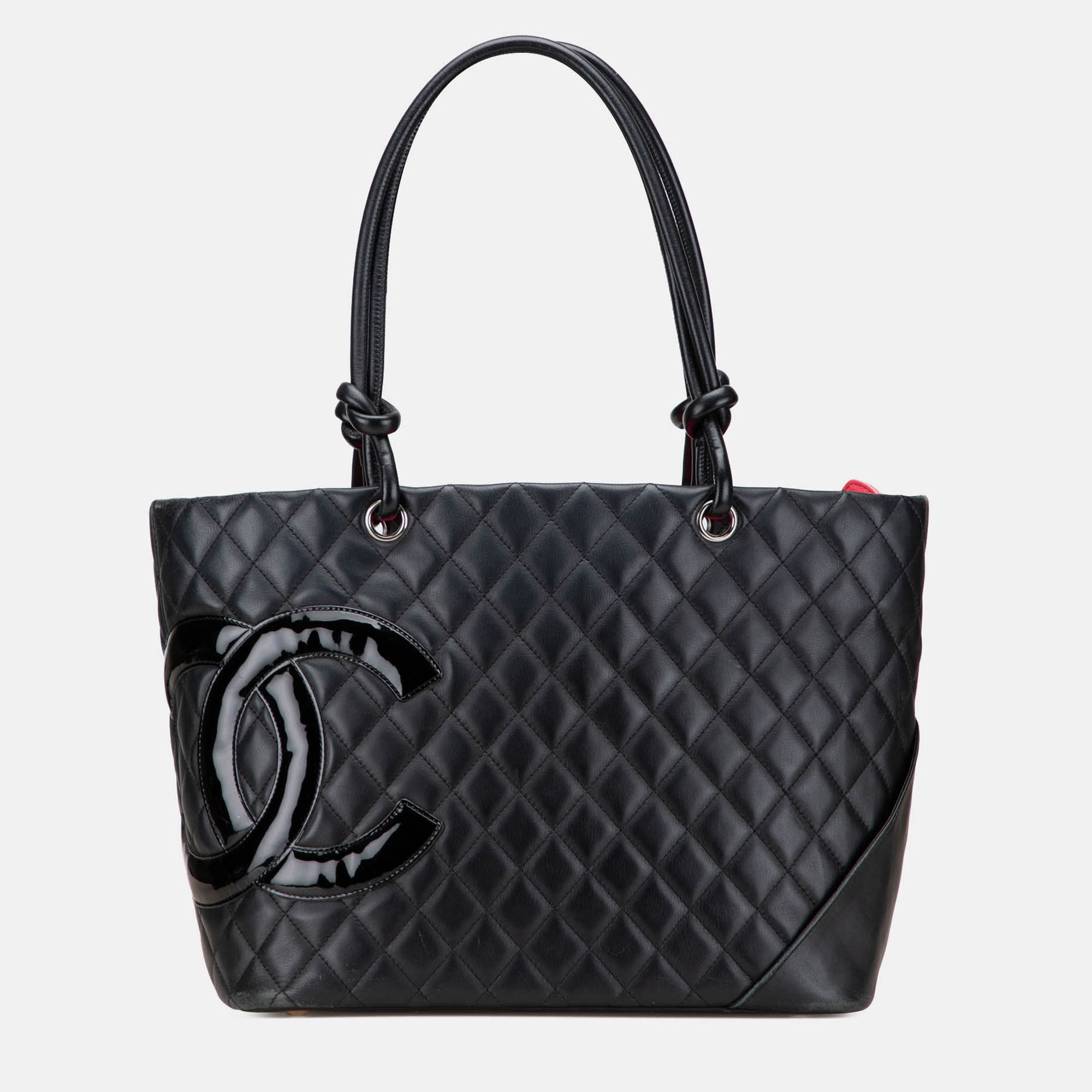 Pre-owned Chanel Black Large Quilted Calfskin Cambon Ligne Tote