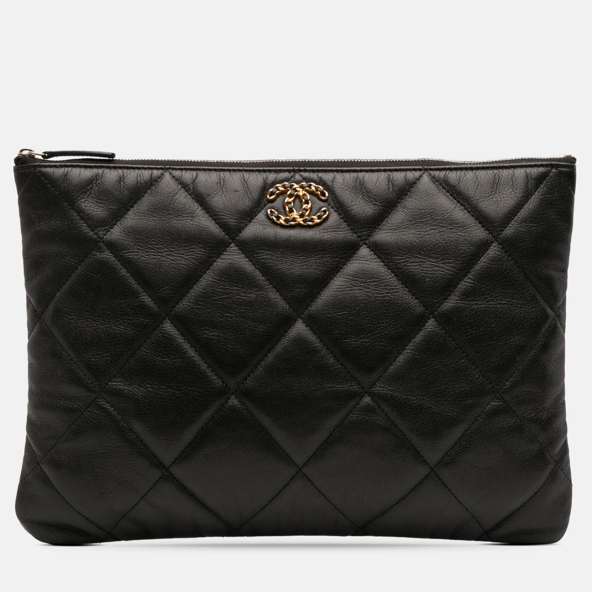 

Chanel Black Large Goatskin 19 O Case Clutch