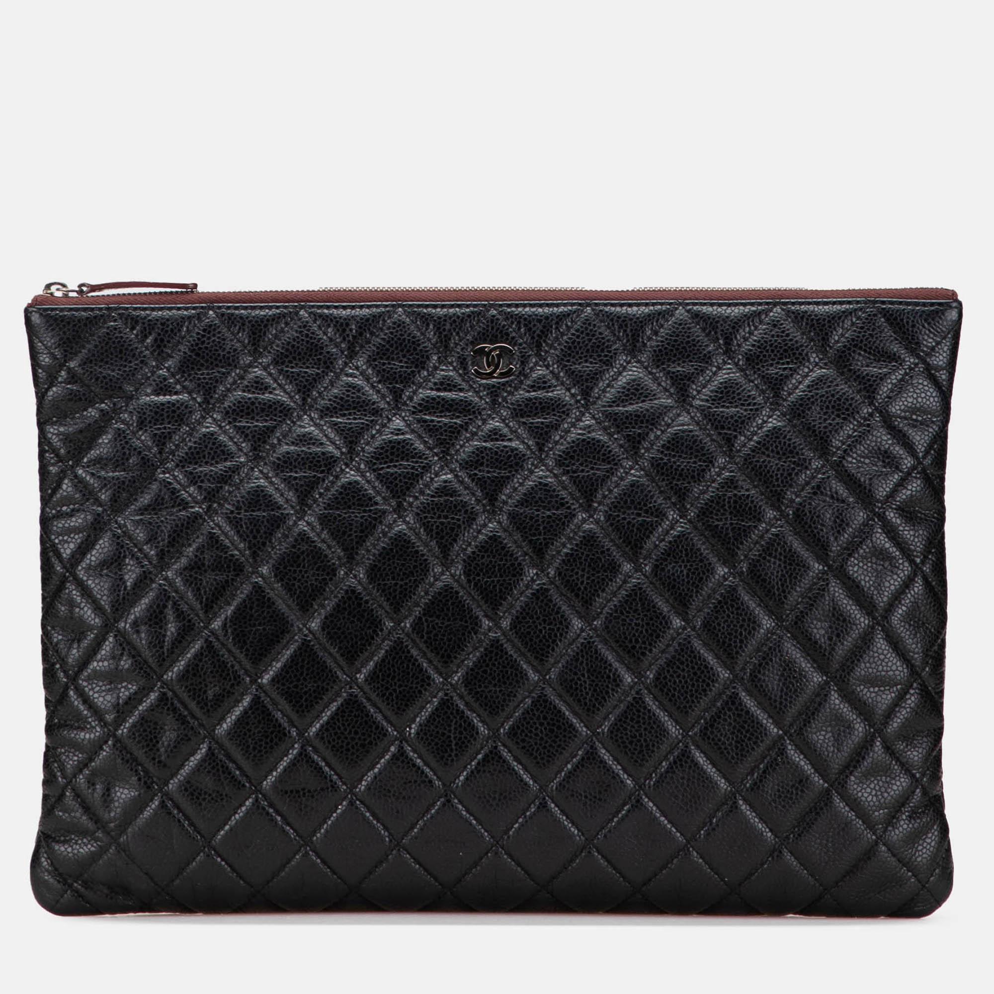 

Chanel Black Large Quilted Caviar O Case Clutch