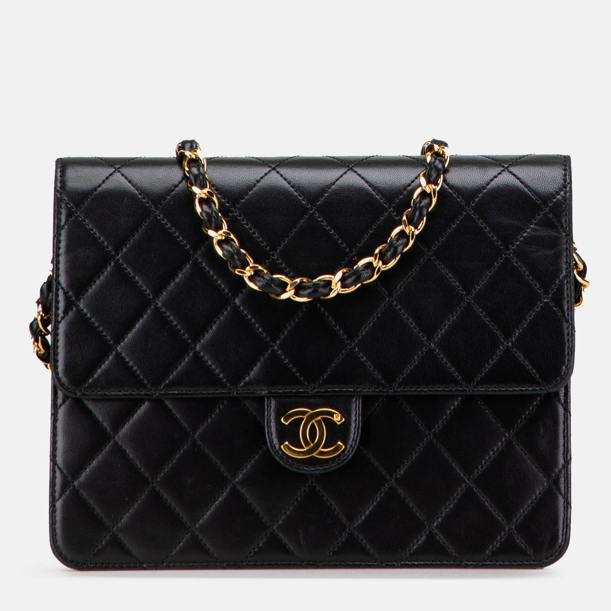 

Chanel Black CC Quilted Lambskin Single Flap
