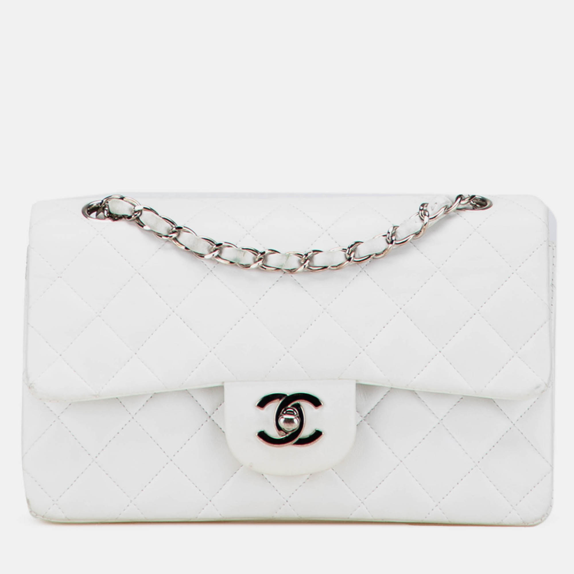 

Chanel White Small Classic Lambskin Double Flap