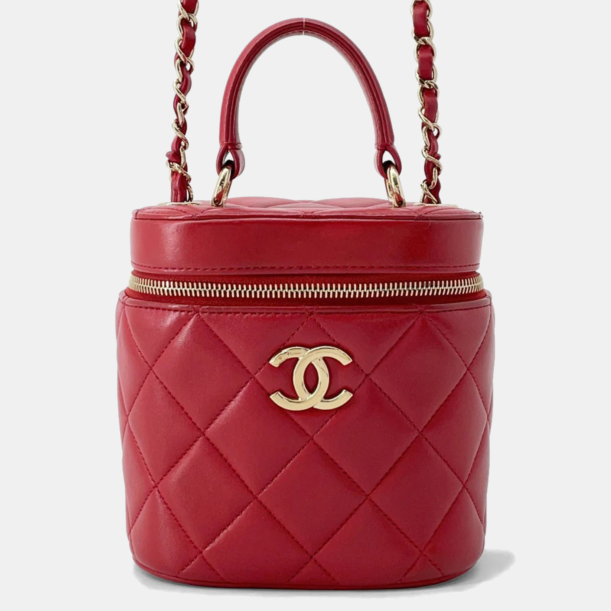 

Chanel Chain shoulder Vanity Bag Red Lambskin