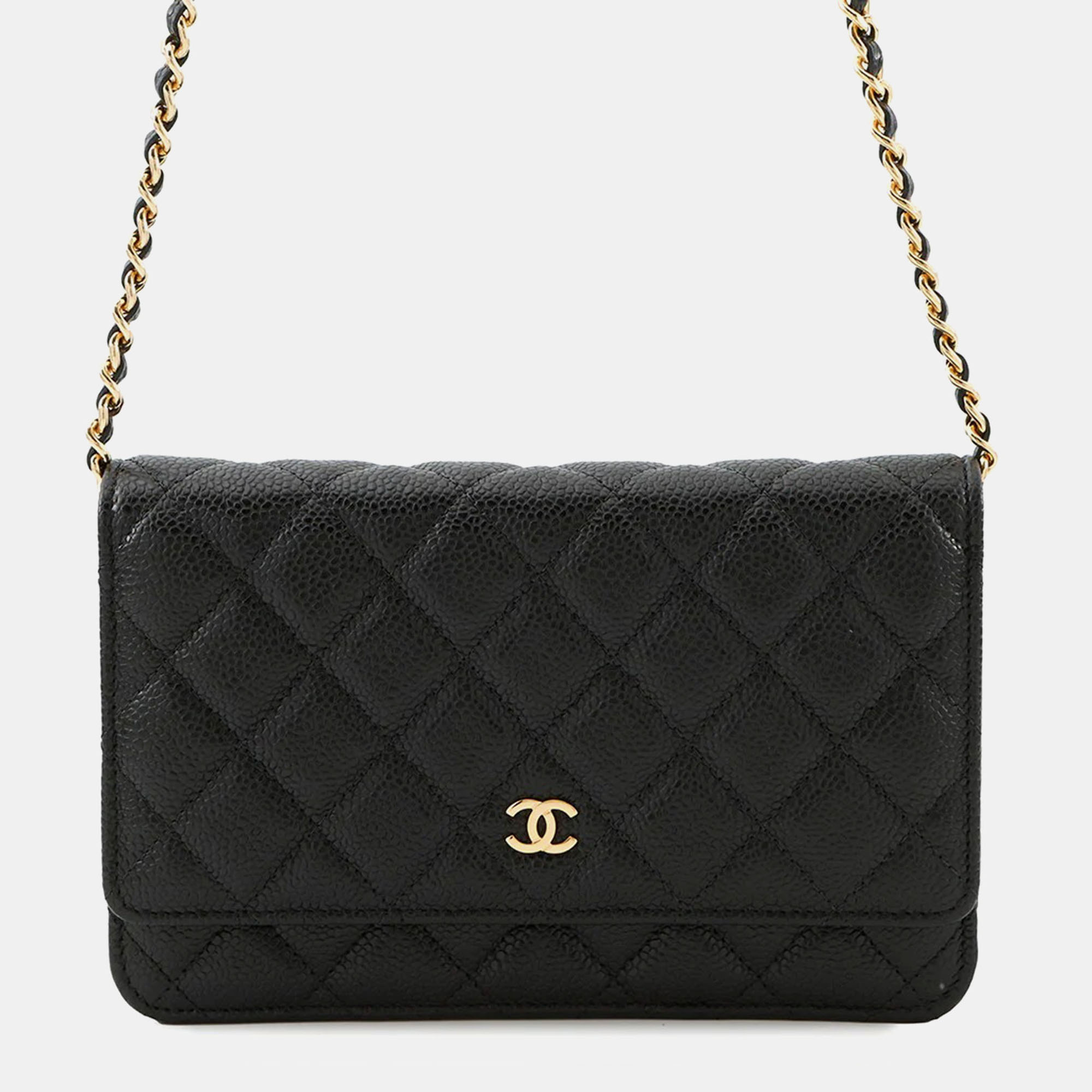 

Chanel Matelasse Classic Chain Wallet Black Caviar Leather