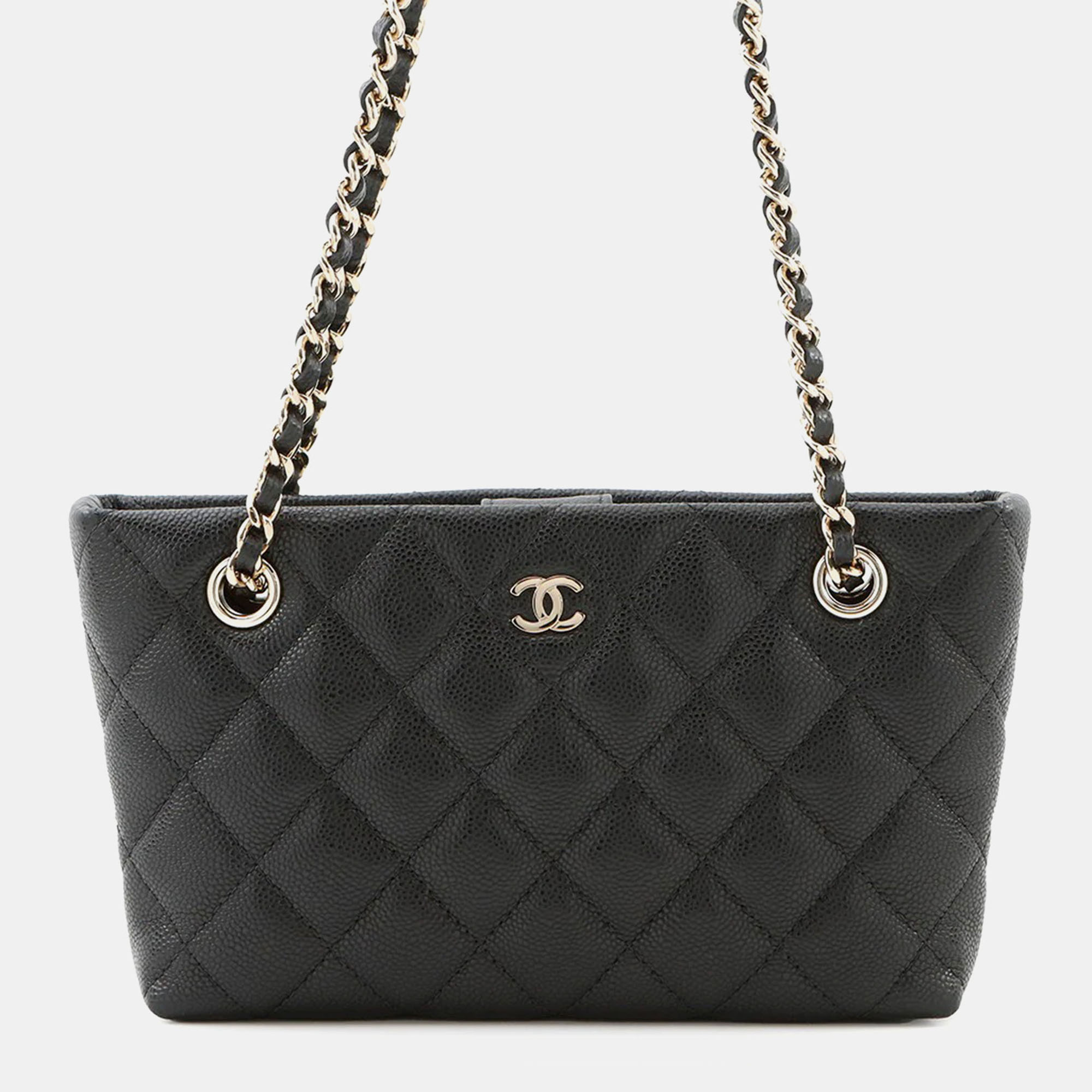 

Chanel Timeless Classics Black Caviar Leather Chain Clutch Bag
