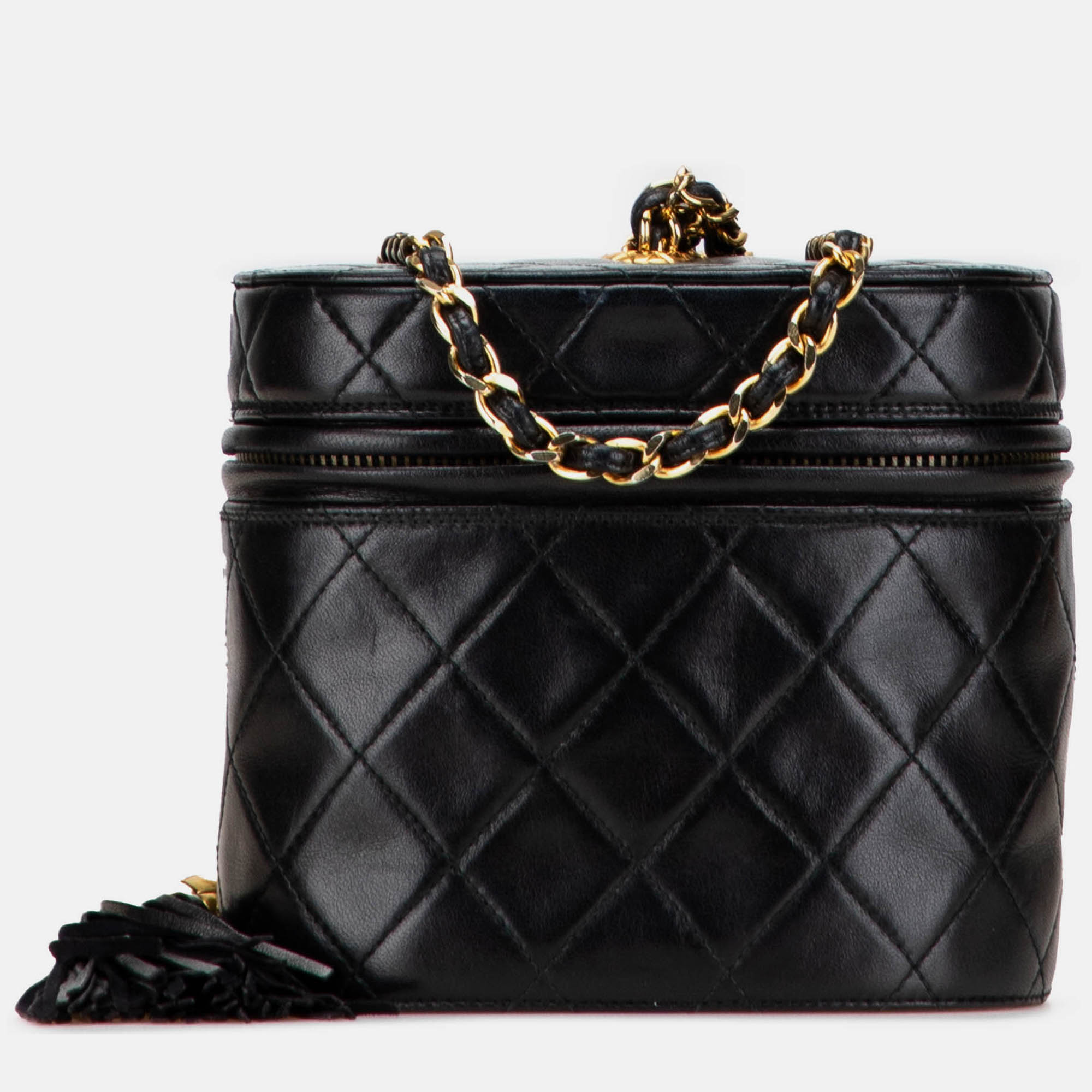 

Chanel Black Quilted Lambskin Tassel Vanity Case with Chain