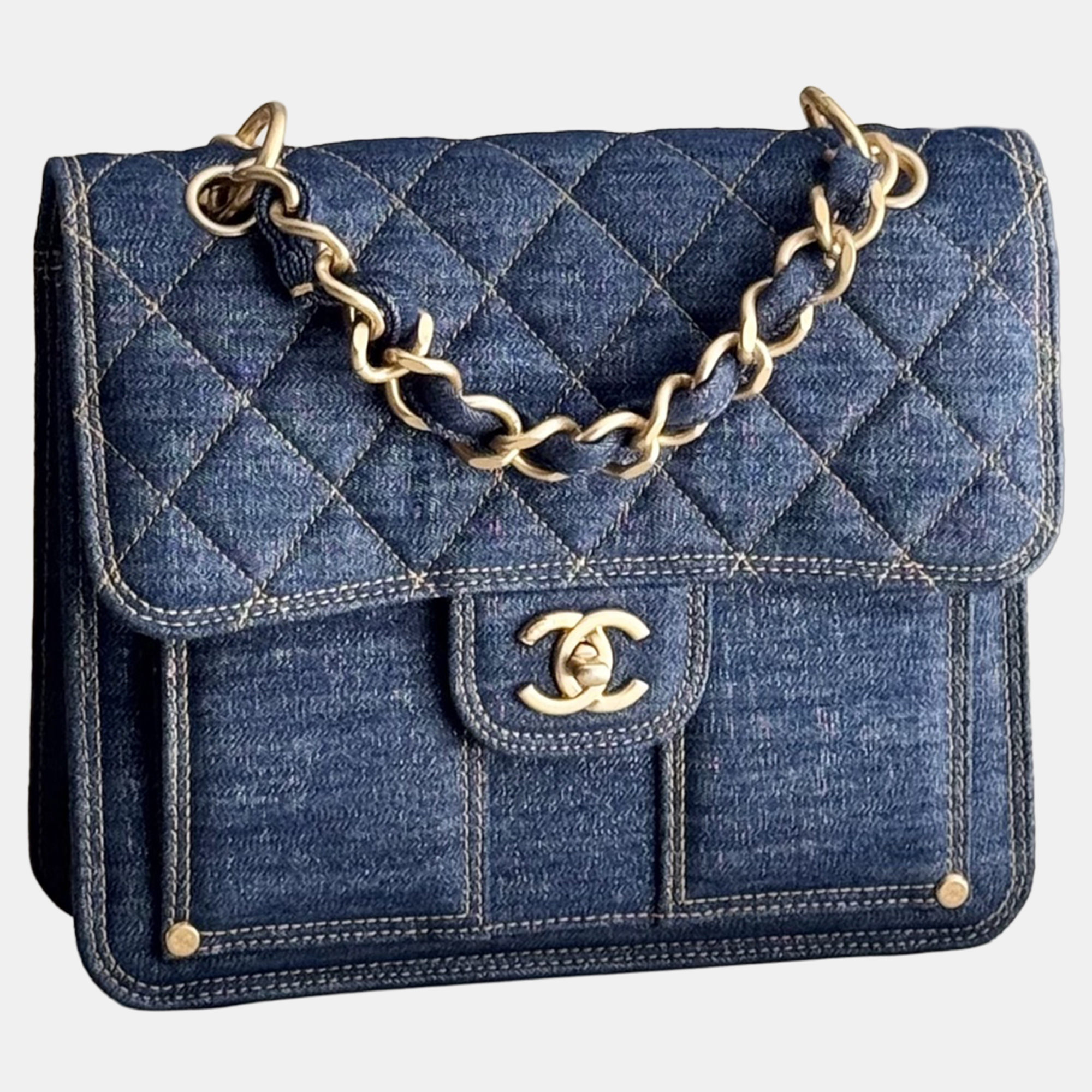 

Chanel 23S Denim Messenger Shoulder Bag, Blue