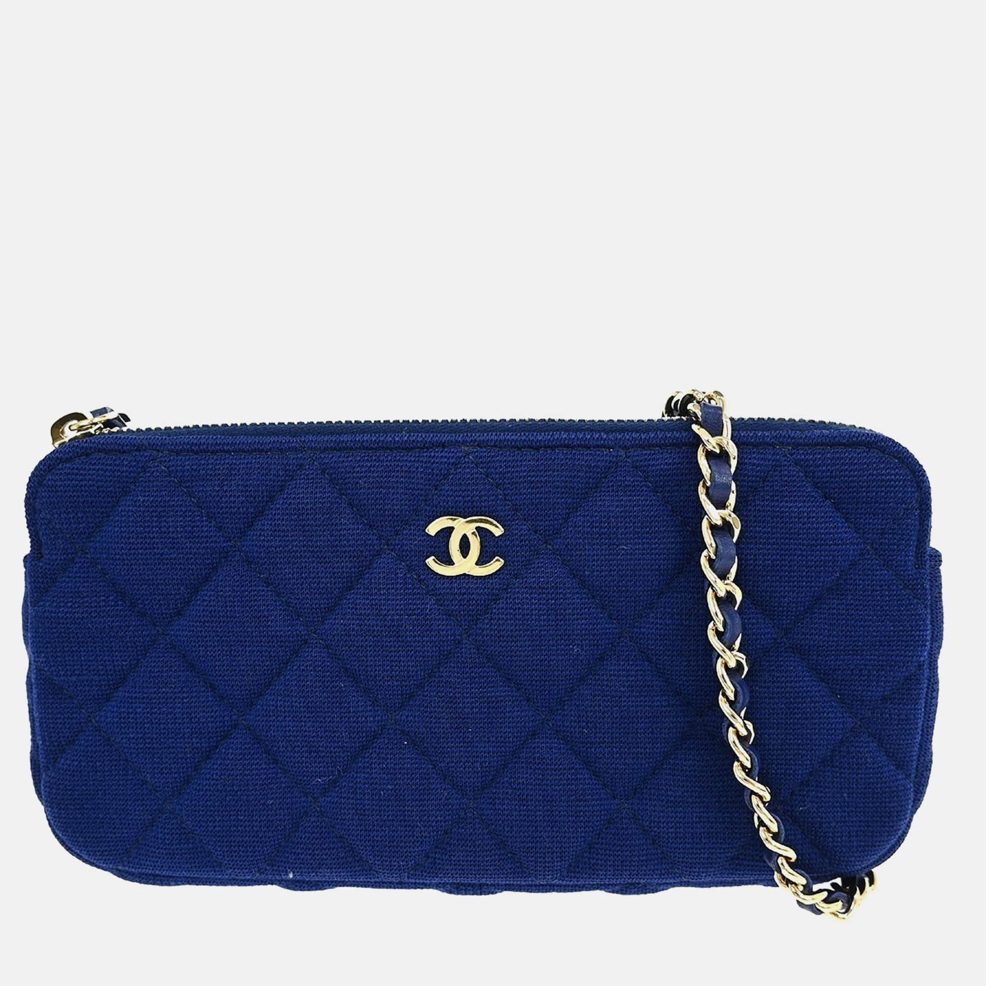

Chanel Blue Cotton WOC Shoulder Wallet Bag