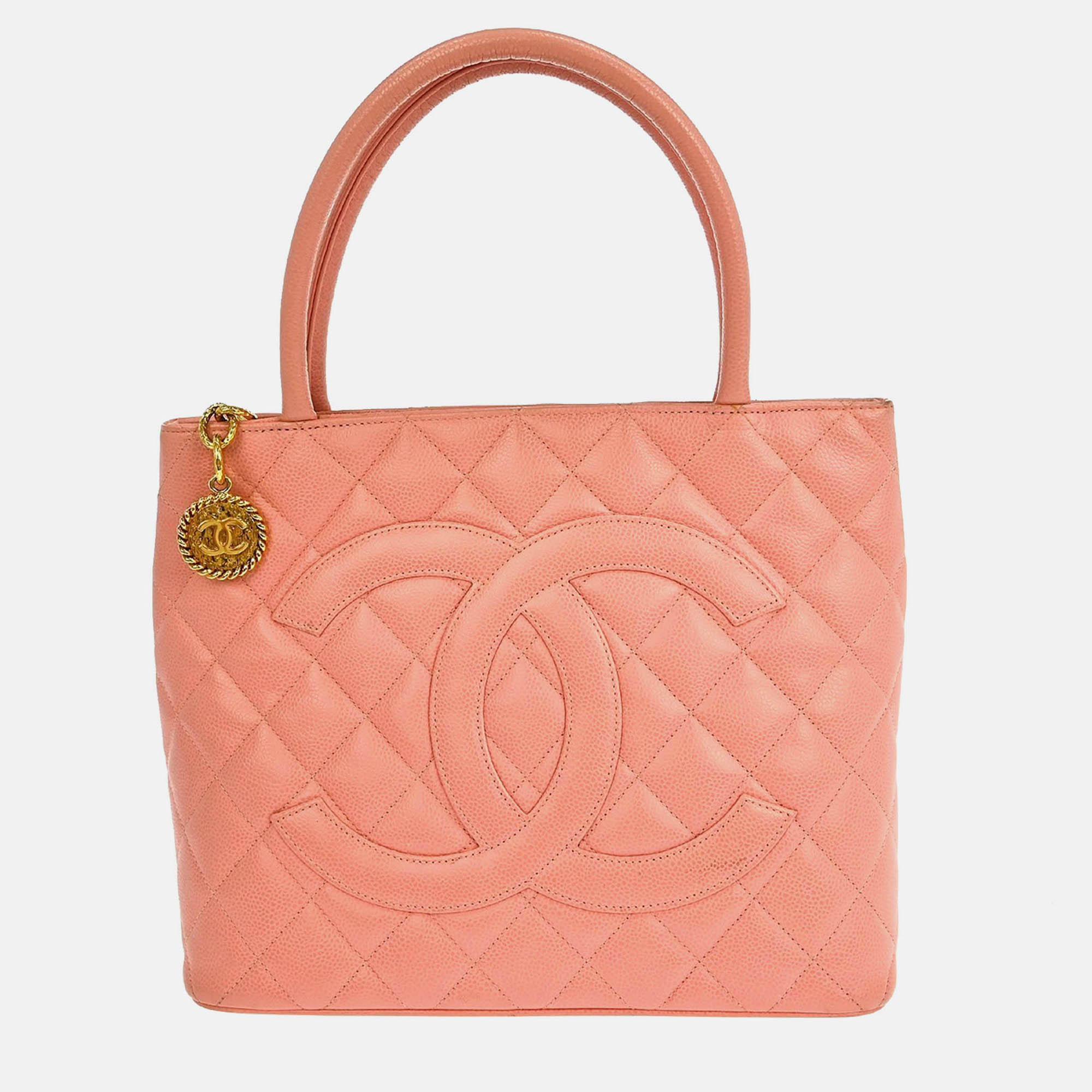 

Chanel Pink Calfskin Medallion Tote Handbag