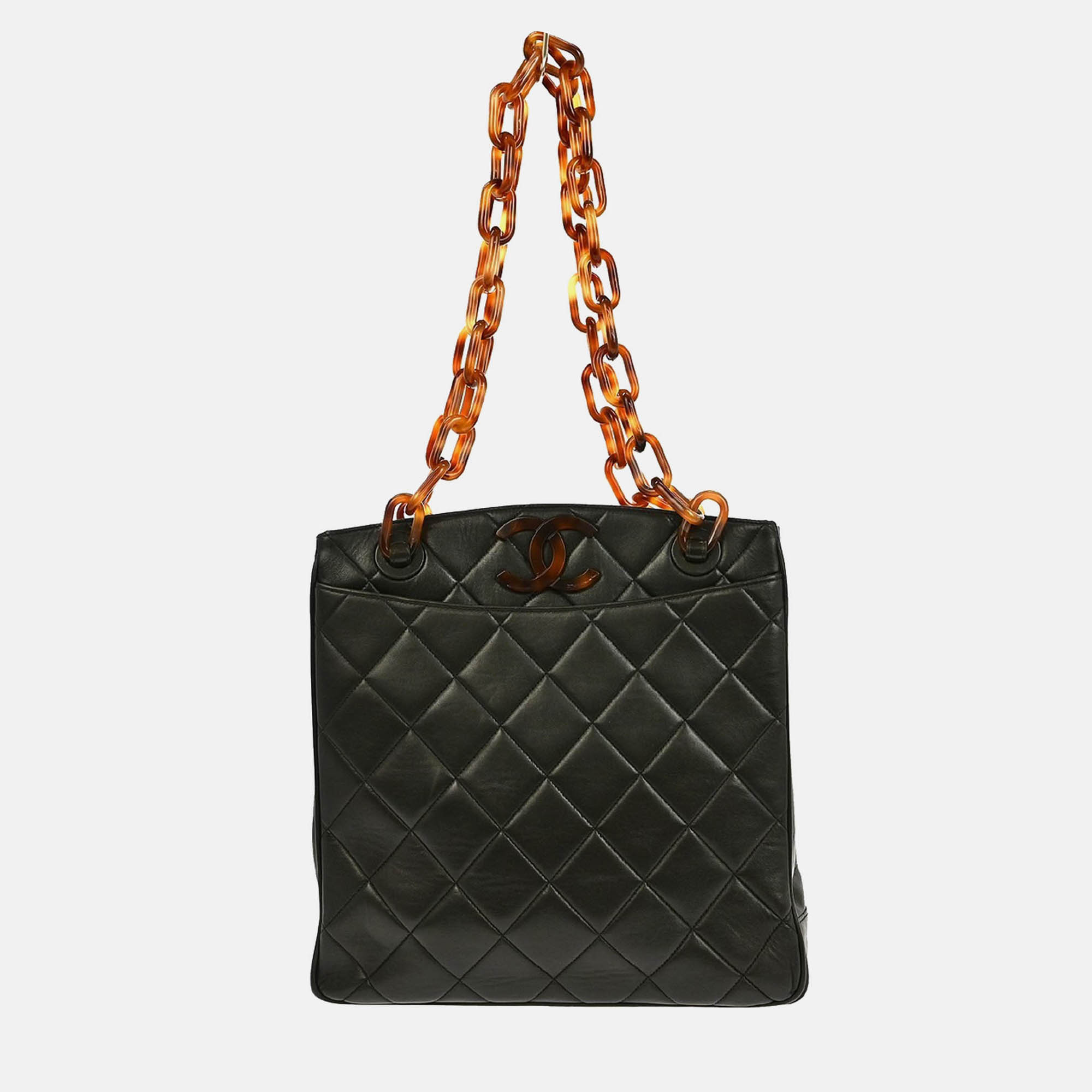 

Chanel Black Lambskin Tote Chain Handbag